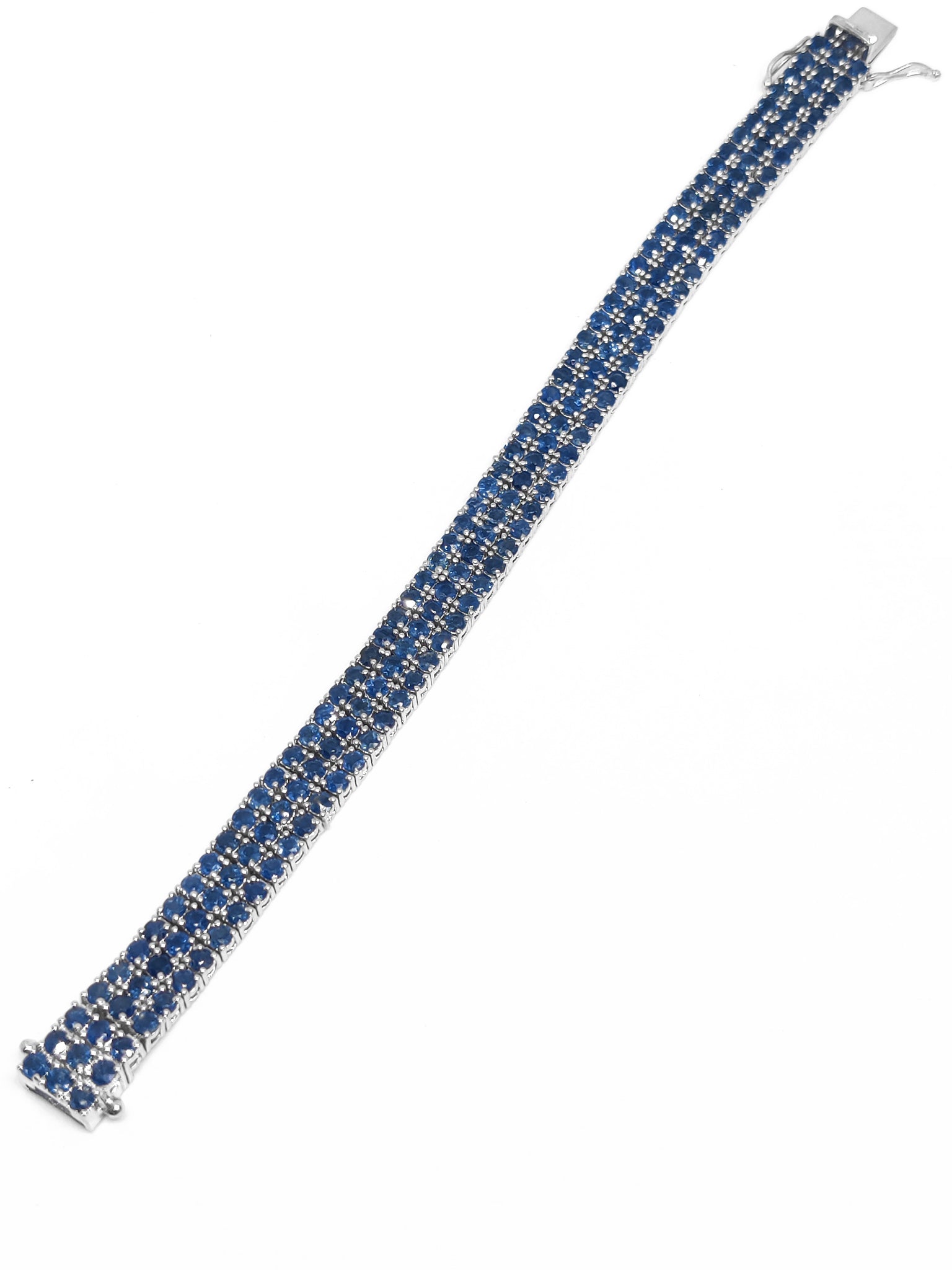 Natural Blue Sapphire Bracelet 3 Row Sapphire Bracelet Sterling Silver Sapphire Bracelet 3 Line Sapphire Bracelet September Birthstone
