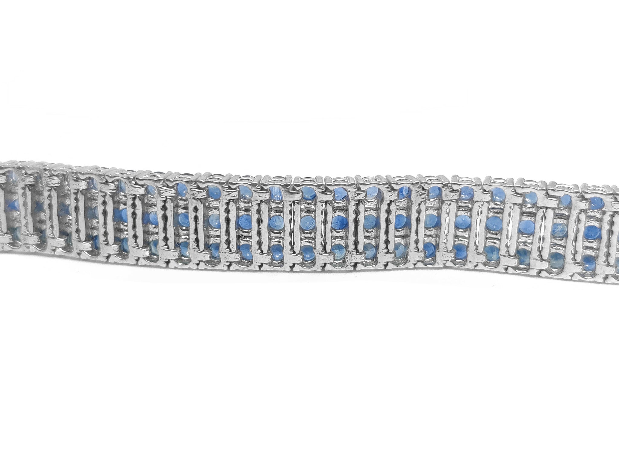 Natural Blue Sapphire Bracelet 3 Row Sapphire Bracelet Sterling Silver Sapphire Bracelet 3 Line Sapphire Bracelet September Birthstone