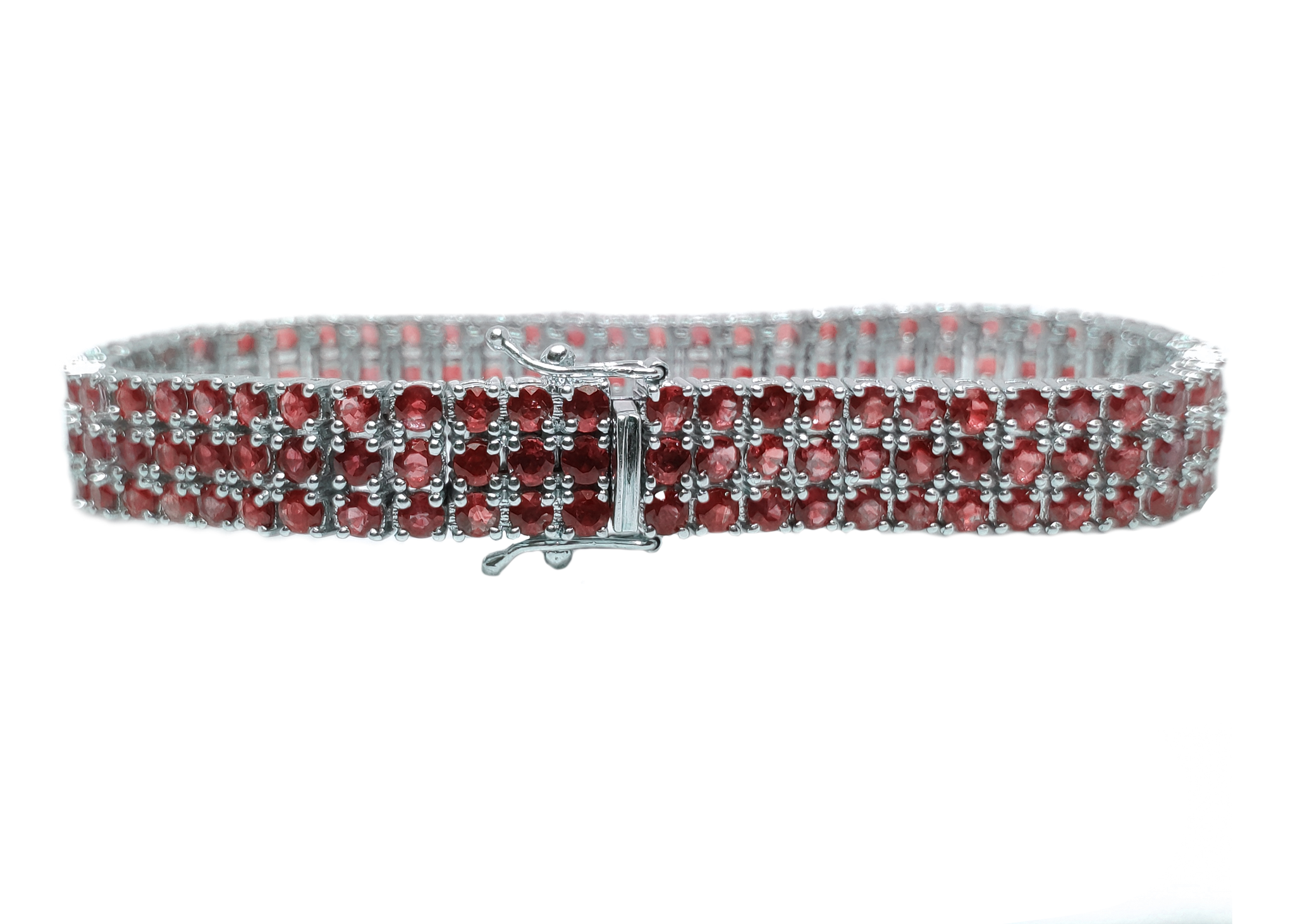 Natural Garnet Bracelet 3 Row Garnet Bracelet Sterling Silver Garnet Bracelet 3 Line Garnet Bracelet January Birthstone Bracelet