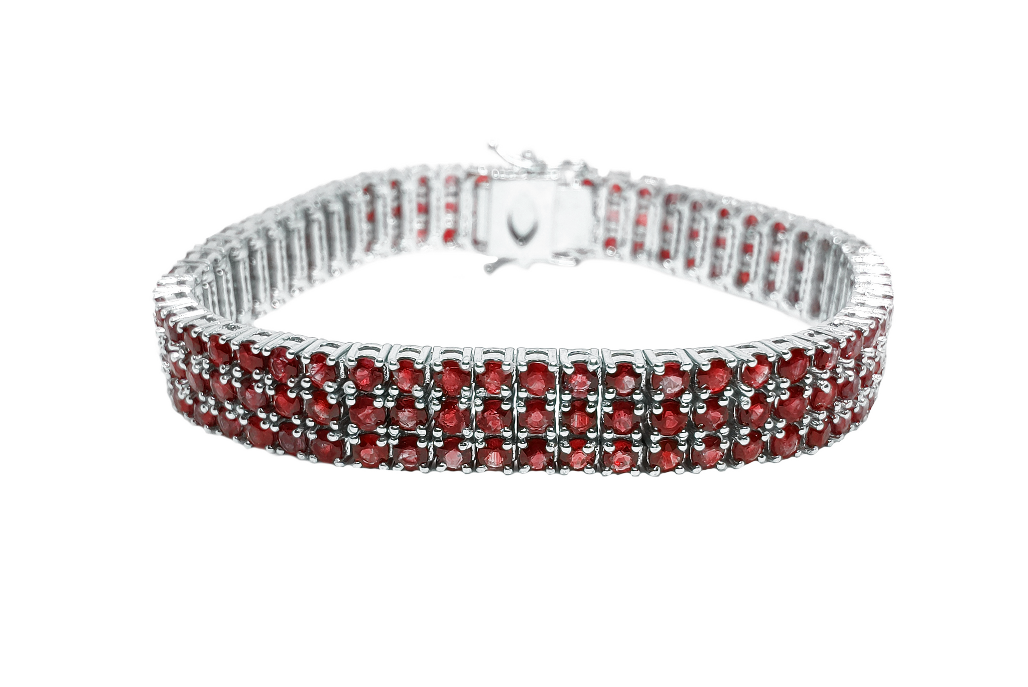 Natural Garnet Bracelet 3 Row Garnet Bracelet Sterling Silver Garnet Bracelet 3 Line Garnet Bracelet January Birthstone Bracelet