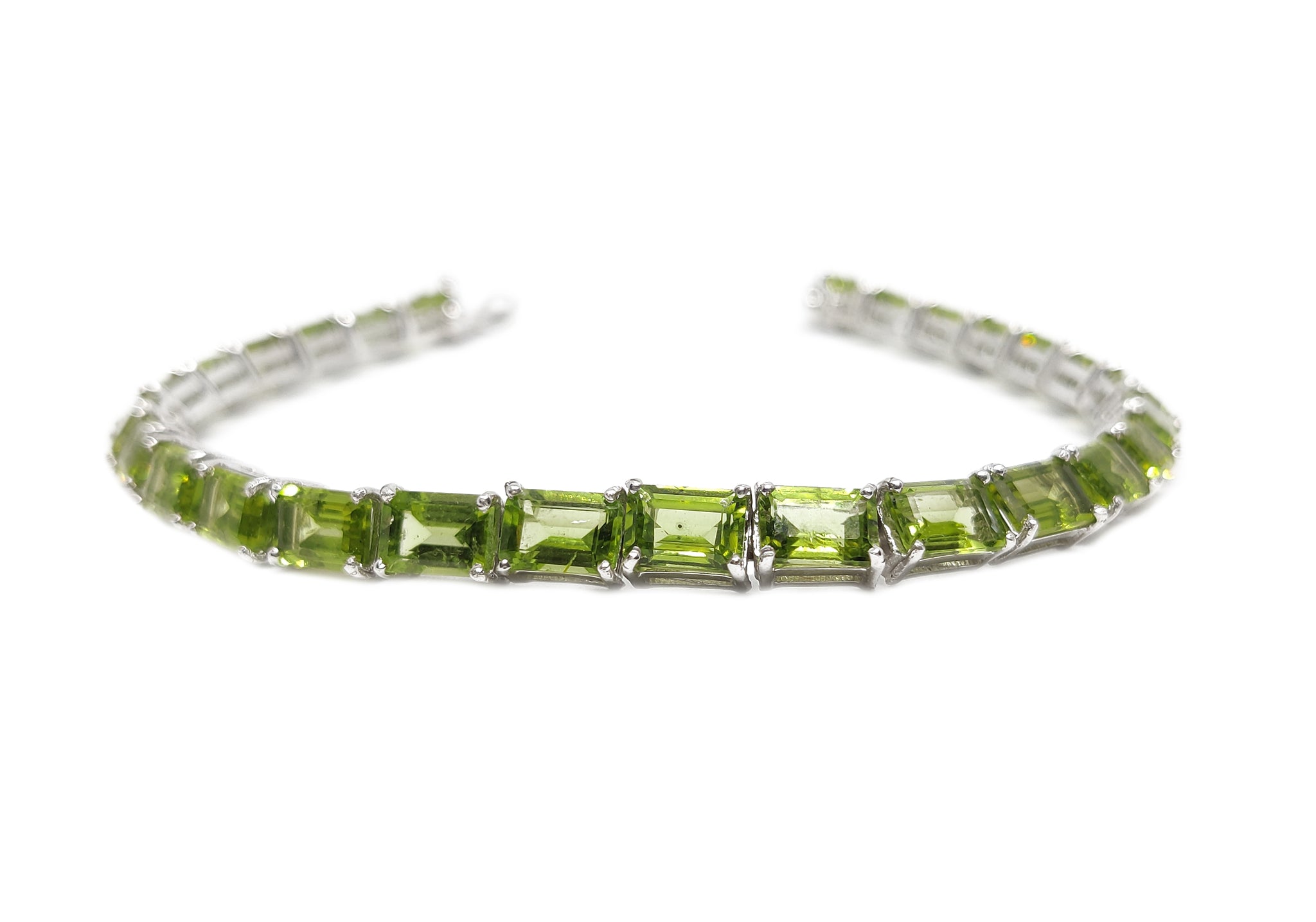Mens Peridot Bracelet 925 Silver Peridot Bracelet Natural Peridot Tennis Bracelet August Birthstone Bracelet Green Stone Peridot Bracelet