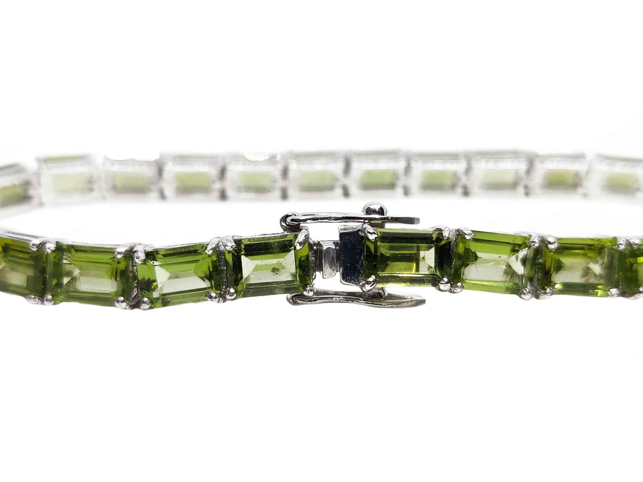 Mens Peridot Bracelet 925 Silver Peridot Bracelet Natural Peridot Tennis Bracelet August Birthstone Bracelet Green Stone Peridot Bracelet