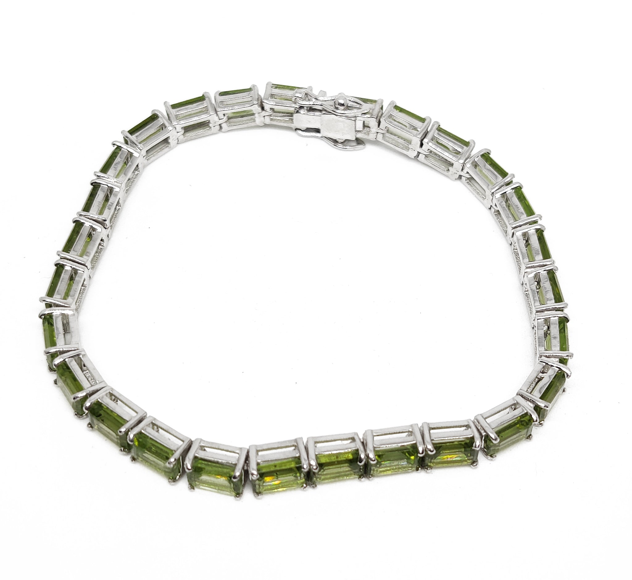 Mens Peridot Bracelet 925 Silver Peridot Bracelet Natural Peridot Tennis Bracelet August Birthstone Bracelet Green Stone Peridot Bracelet