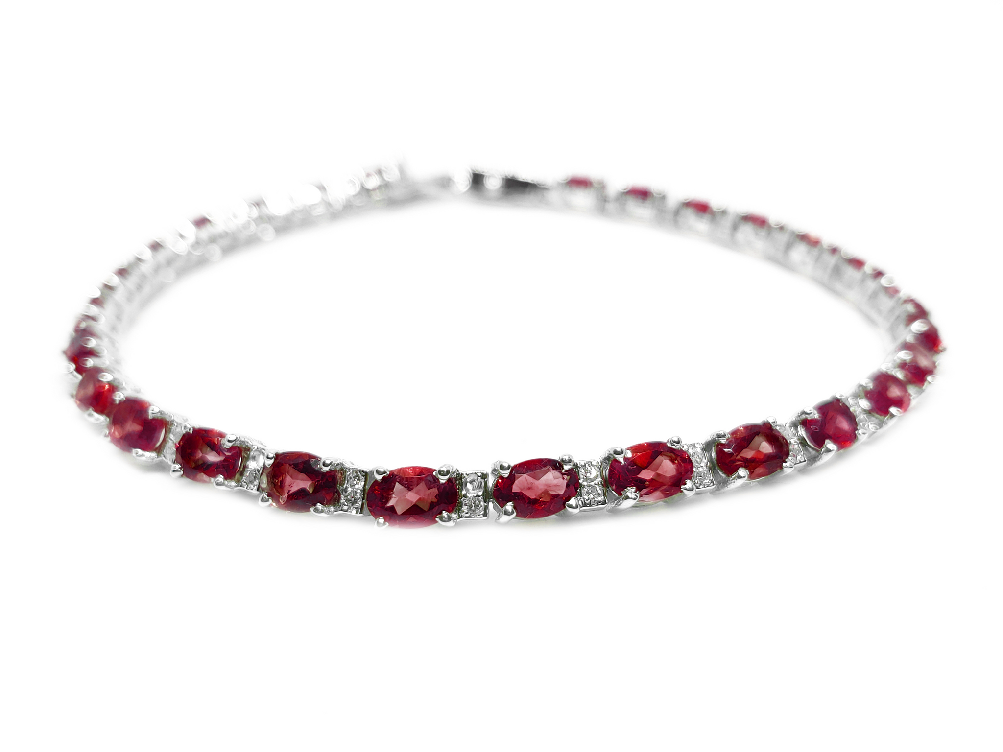 Red Garnet Bracelet For Her Natural Garnet Bracelet with Moissanite Sterling Silver Garnet Bracelet January Birthstone Bracelet For Her
