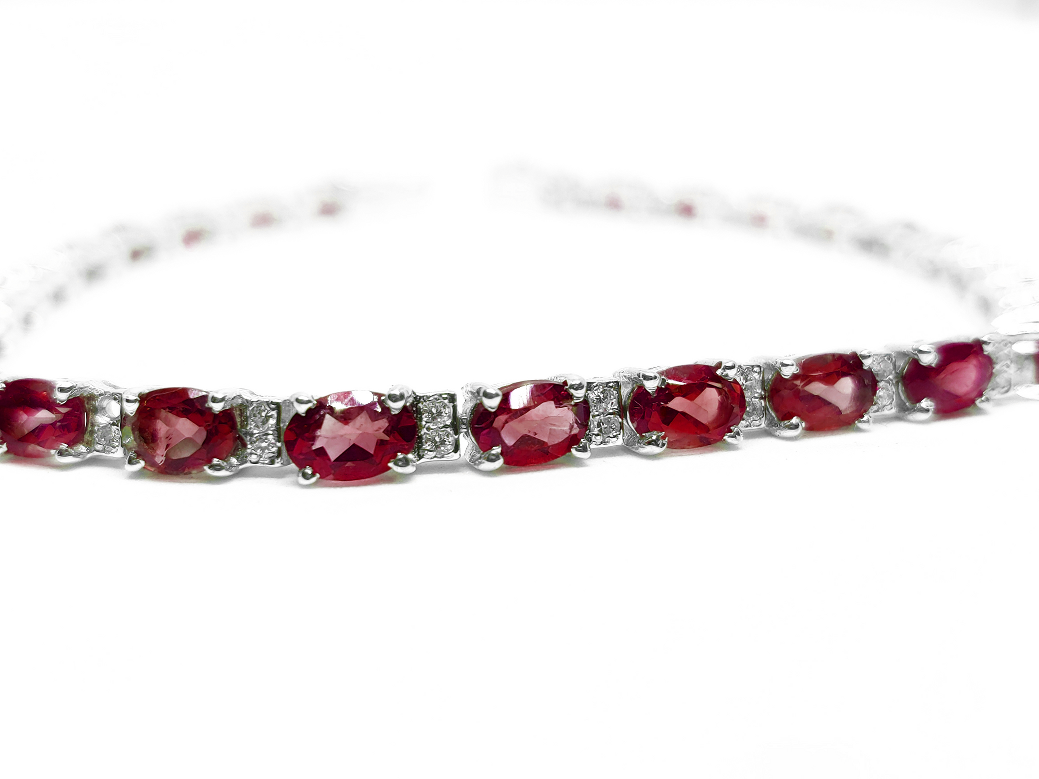 Red Garnet Bracelet For Her Natural Garnet Bracelet with Moissanite Sterling Silver Garnet Bracelet January Birthstone Bracelet For Her