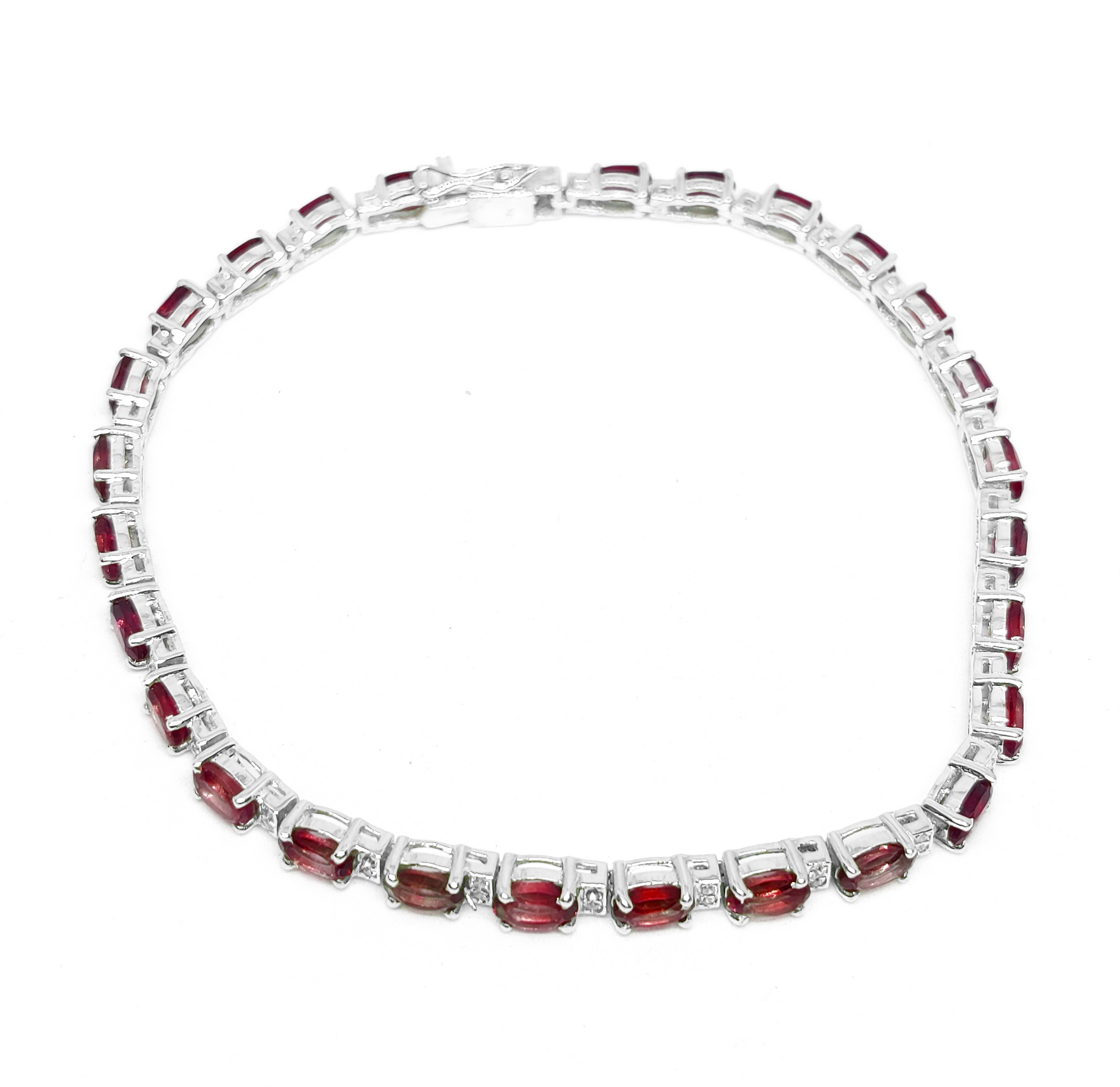 Red Garnet Bracelet For Her Natural Garnet Bracelet with Moissanite Sterling Silver Garnet Bracelet January Birthstone Bracelet For Her