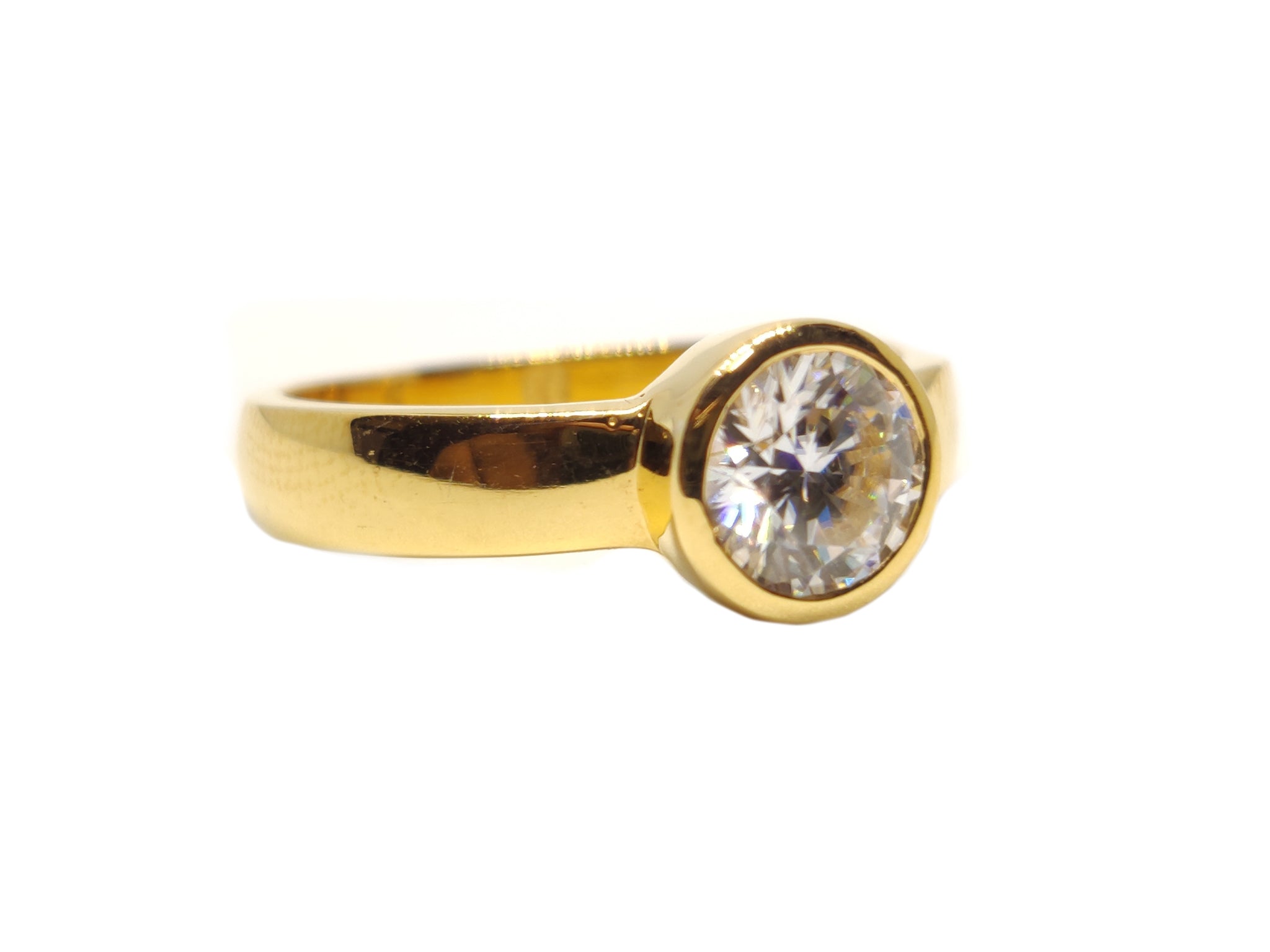 Moissanite Band 925 Sterling Silver Gold Plated Moissanite Mens Band 7 mm Round Moissanite Mens Ring 1.30 Ct Moissanite Ring For Mens