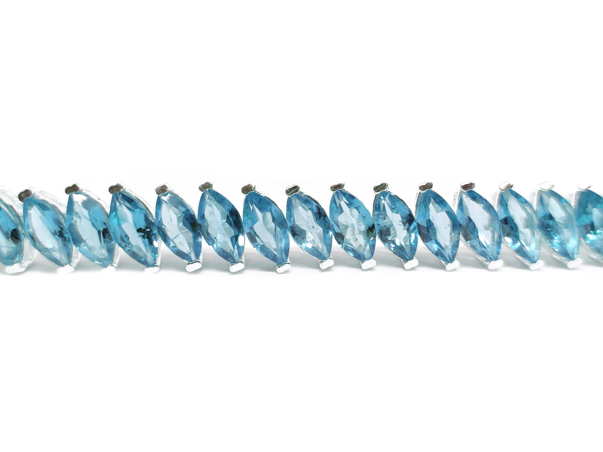 Swiss Blue Topaz Bracelet AAA Swiss Topaz Tennis Bracelet Marquise Blue Topaz Bracelet November Birthstone Bracelet 925 Silver Bracelet