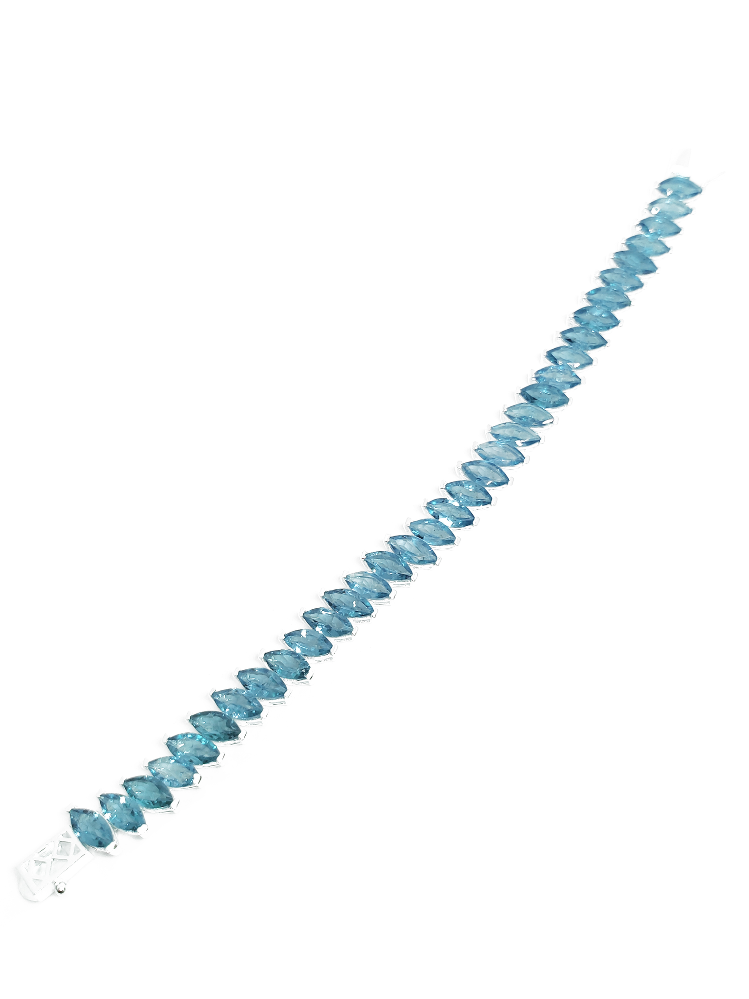 Swiss Blue Topaz Bracelet AAA Swiss Topaz Tennis Bracelet Marquise Blue Topaz Bracelet November Birthstone Bracelet 925 Silver Bracelet