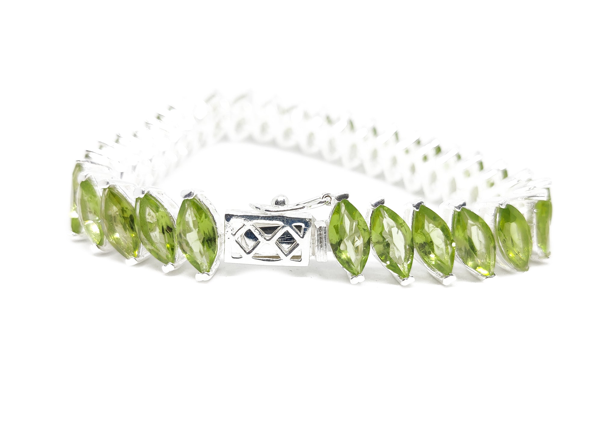 Designer Peridot Bracelet AAA Peridot Tennis Bracelet Marquise Peridot Bracelet August Birthstone Bracelet 925Silver Green Peridot Bracelet