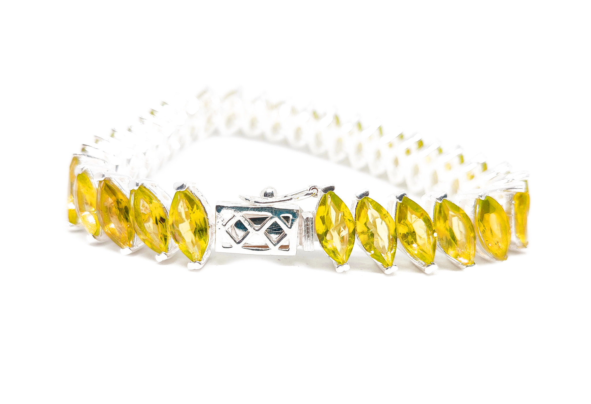 Yellow Citrine Bracelet AAA Citrine Tennis Bracelet Marquise Citrine Bracelet November Birthstone Bracelet 925 Silver Citrine Bracelet