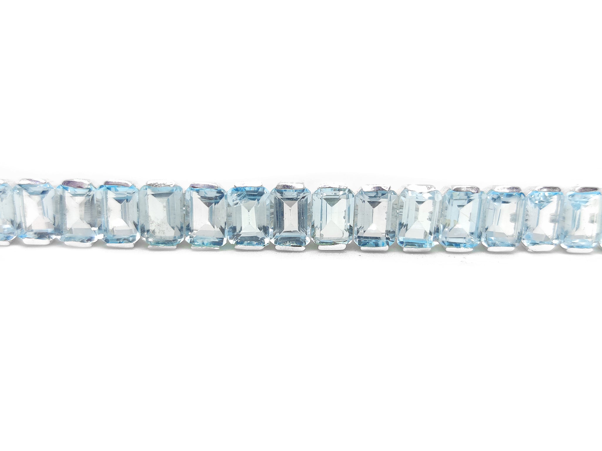 Sky Blue Topaz Bracelet Solid Silver Blue Topaz Bracelet 5x7 mm Octagon Half Bezel Blue Topaz Bracelet Sky Blue Topaz Bracelet For Men