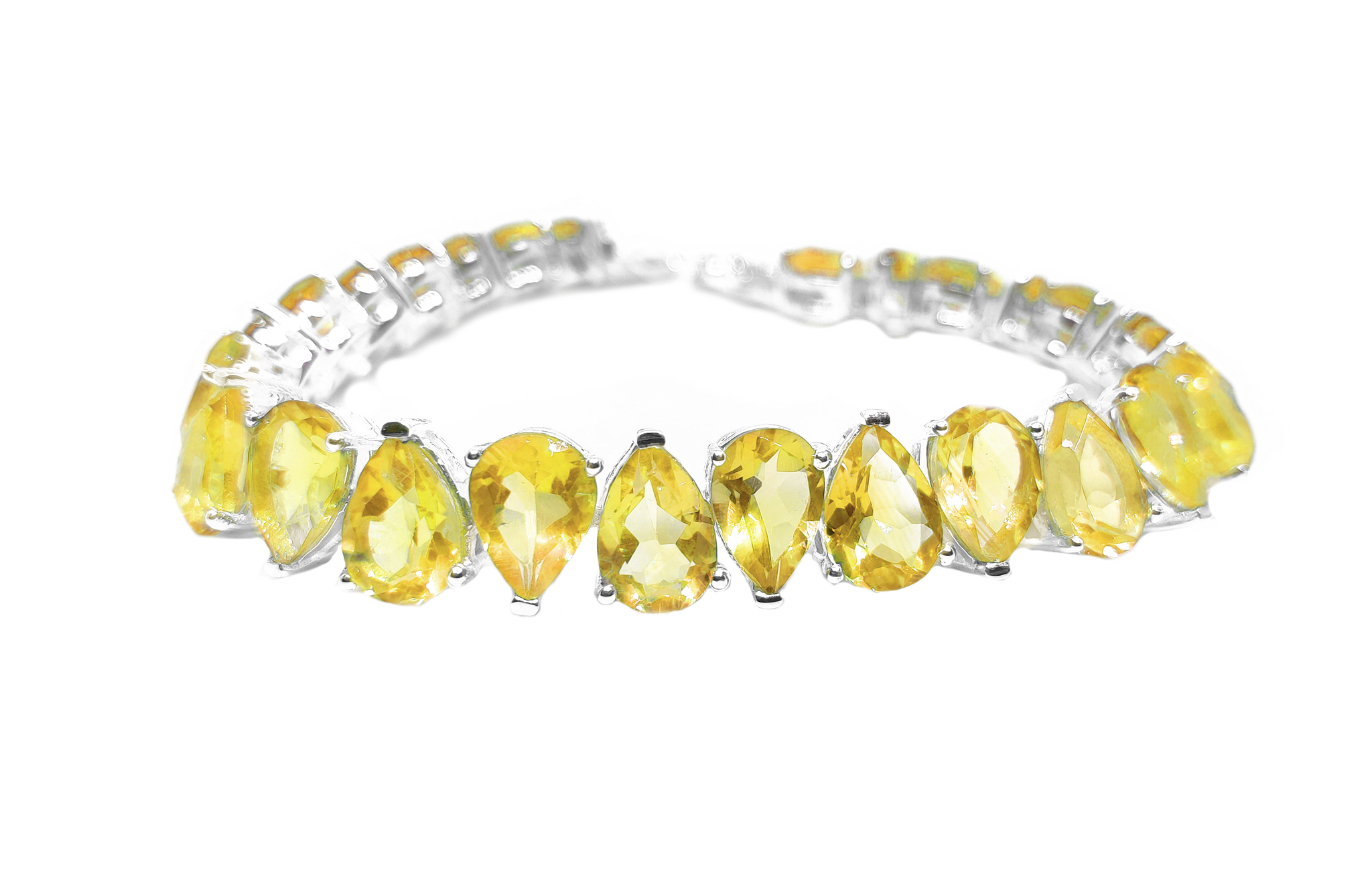 Citrine Pear Cut Bracelet 925 Silver Citrine Tennis Bracelet 7x10 mm Pear Bracelet Yellow Citrine Bracelet November Birthstone Bracelet