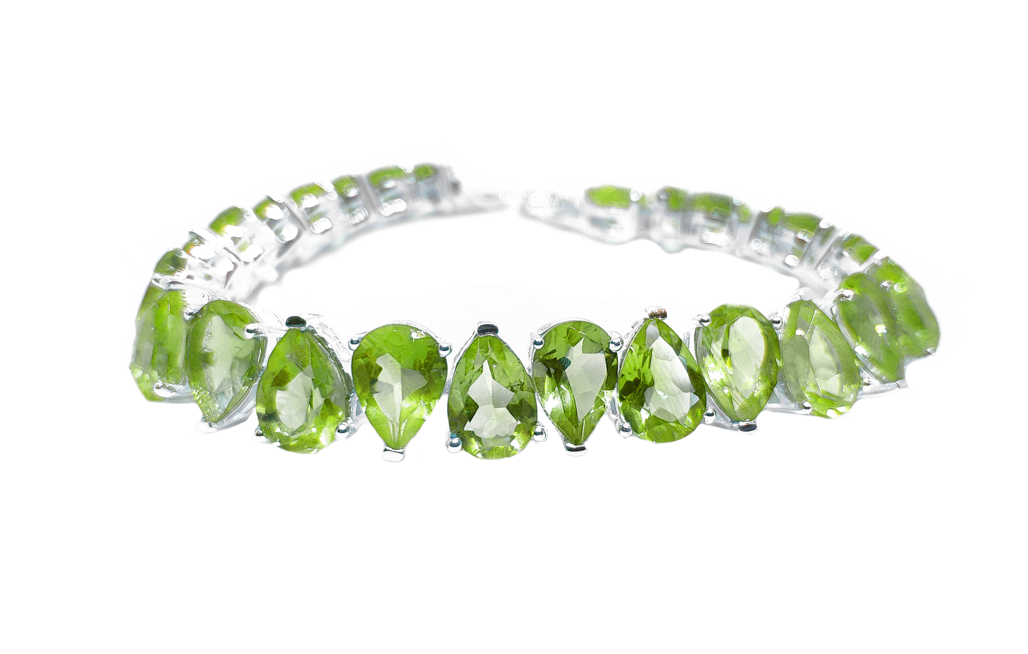 Peridot Pear Cut Bracelet 925 Silver Peridot Tennis Bracelet 7x10 mm Pear Bracelet Green Peridot Bracelet August Birthstone Bracelet