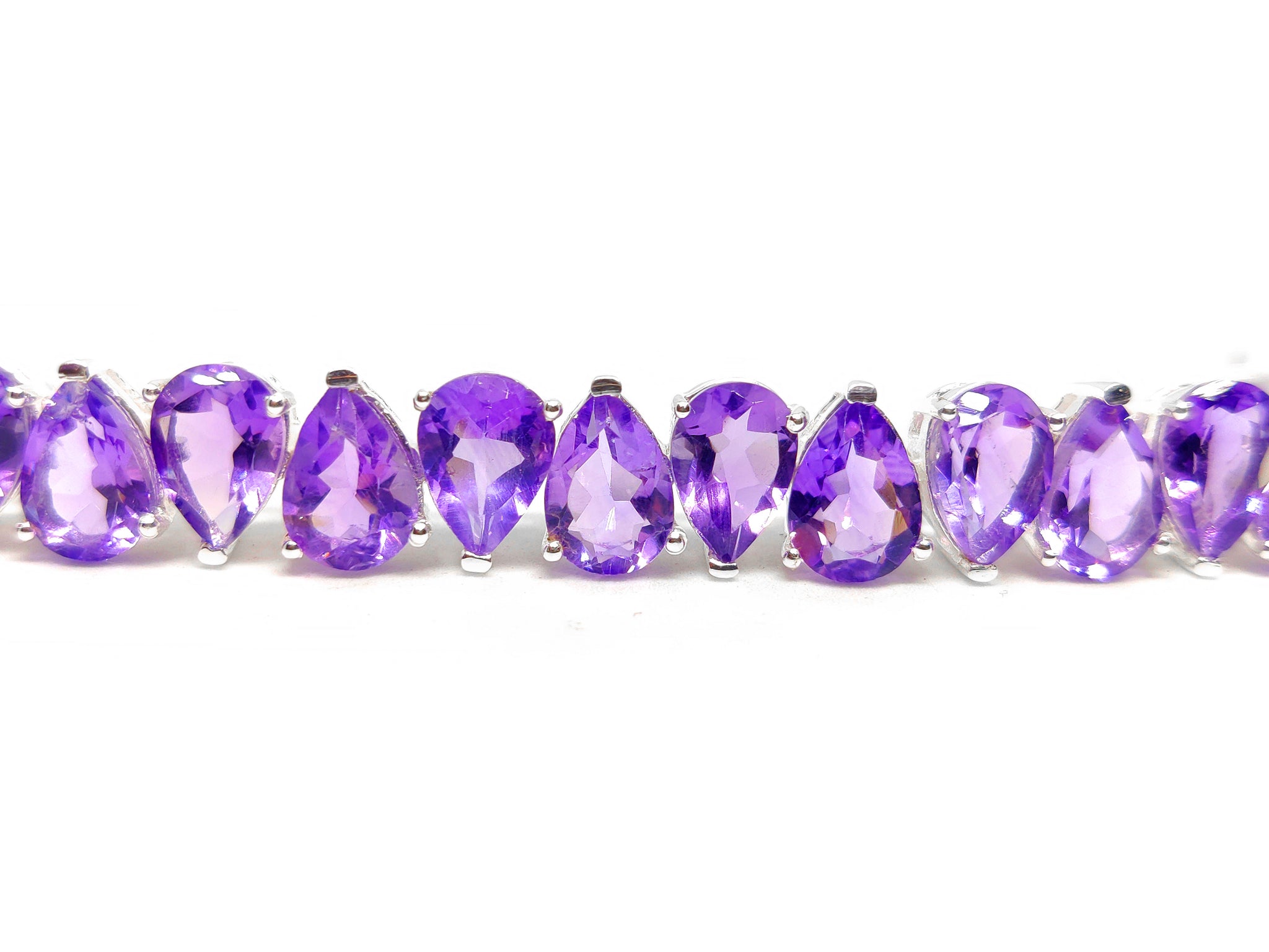 Amethyst Pear Cut Bracelet 925 Silver Amethyst Tennis Bracelet 7x10 mm Pear Bracelet Purple Amethyst Bracelet February Birthstone Bracelet