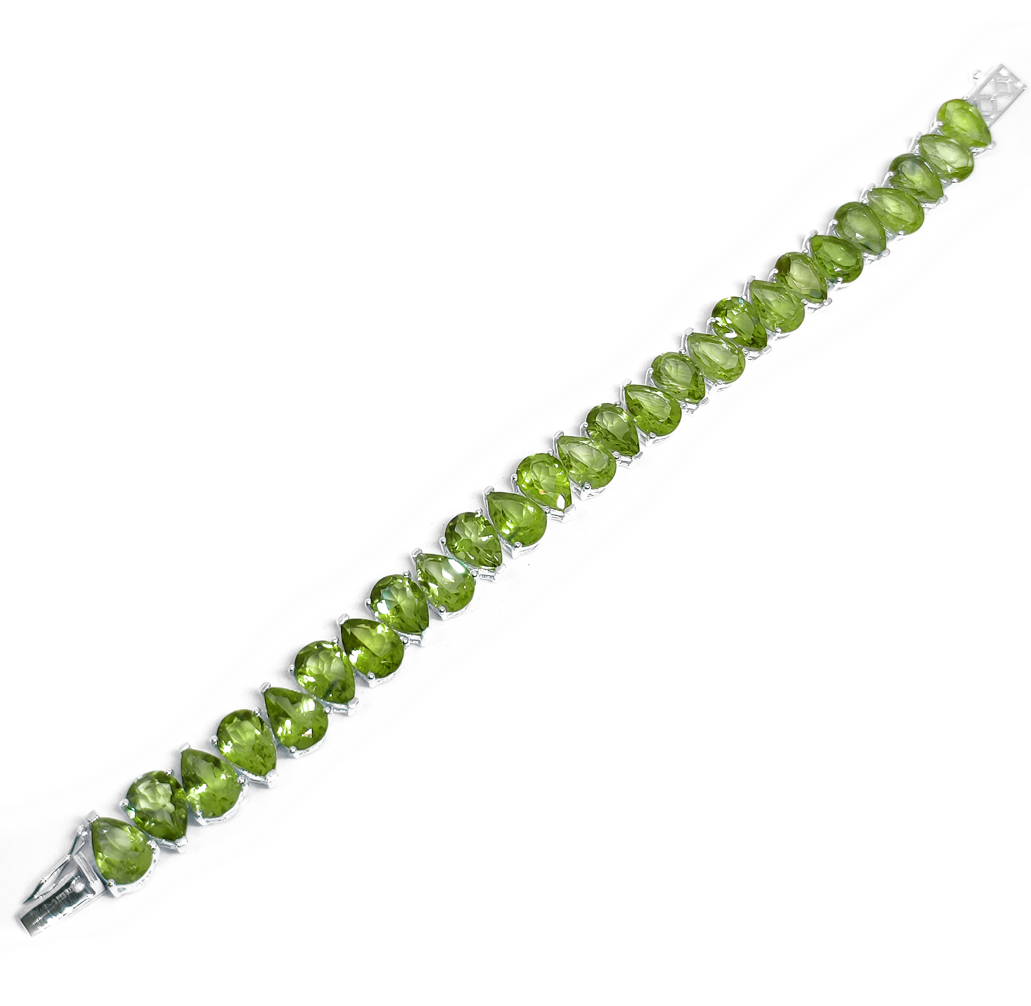 Peridot Pear Cut Bracelet 925 Silver Peridot Tennis Bracelet 7x10 mm Pear Bracelet Green Peridot Bracelet August Birthstone Bracelet
