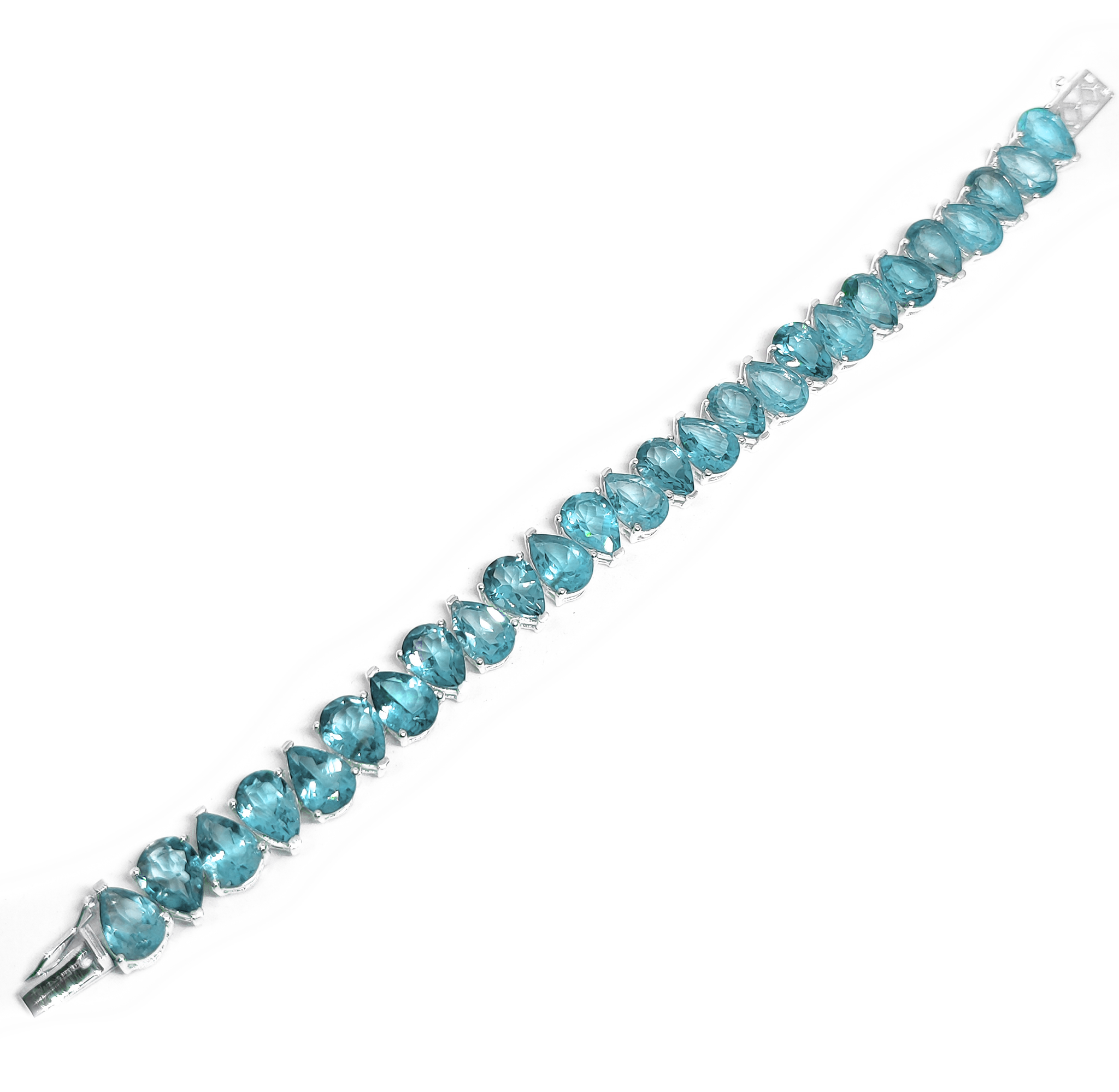 Swiss Blue Topaz Pear Cut Bracelet 925 Silver Swiss Blue Topaz Tennis Bracelet 7x10 mm Pear Bracelet Blue Topaz Bracelet November Birthstone Bracelet