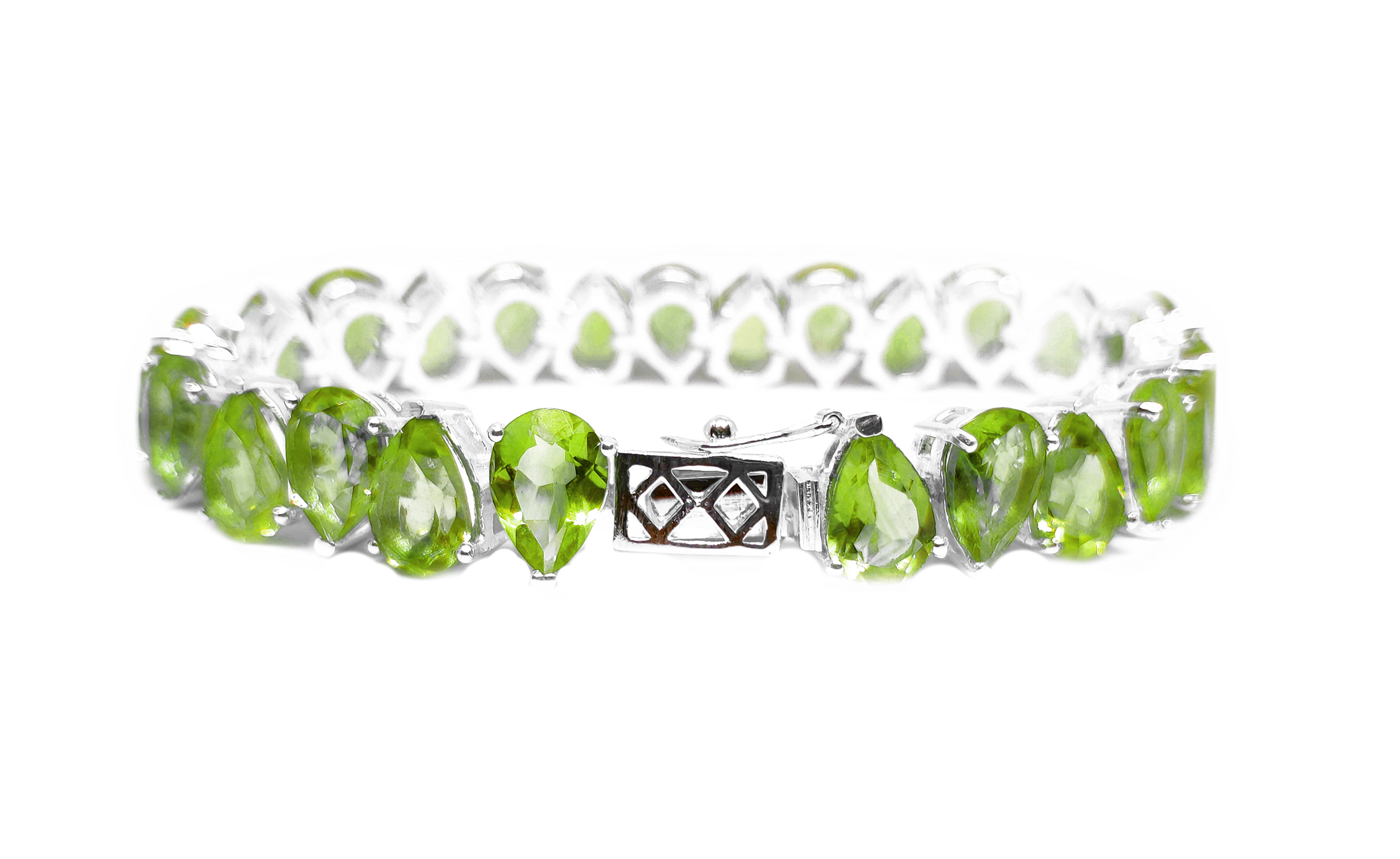Peridot Pear Cut Bracelet 925 Silver Peridot Tennis Bracelet 7x10 mm Pear Bracelet Green Peridot Bracelet August Birthstone Bracelet