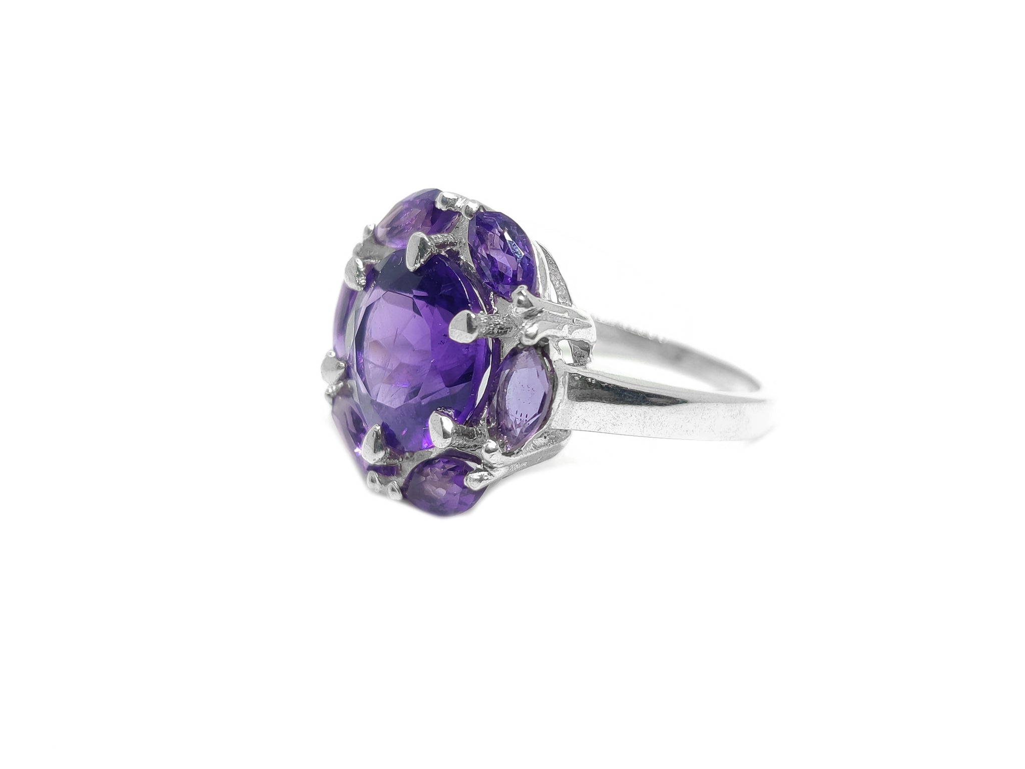 Amethyst Ring Amethyst Solitaire Ring AAA Quality Amethyst Cocktail Ring 10 mm Round Amethyst February Ring Anniversary Gift