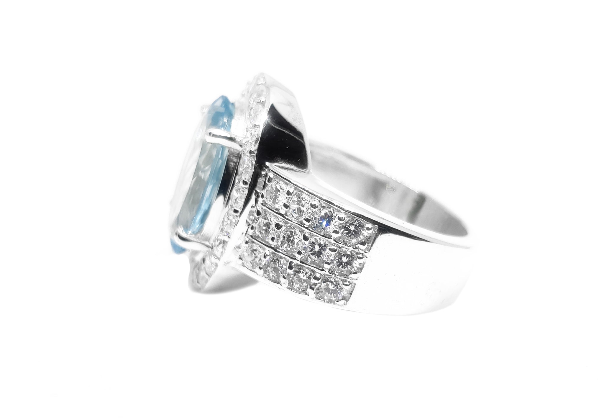 Sterling Silver Blue Topaz Wedding Band Natual Blue Topaz Wedding Ring For Her Blue Topaz Moissanite Ring For Her November Birthstoen Ring