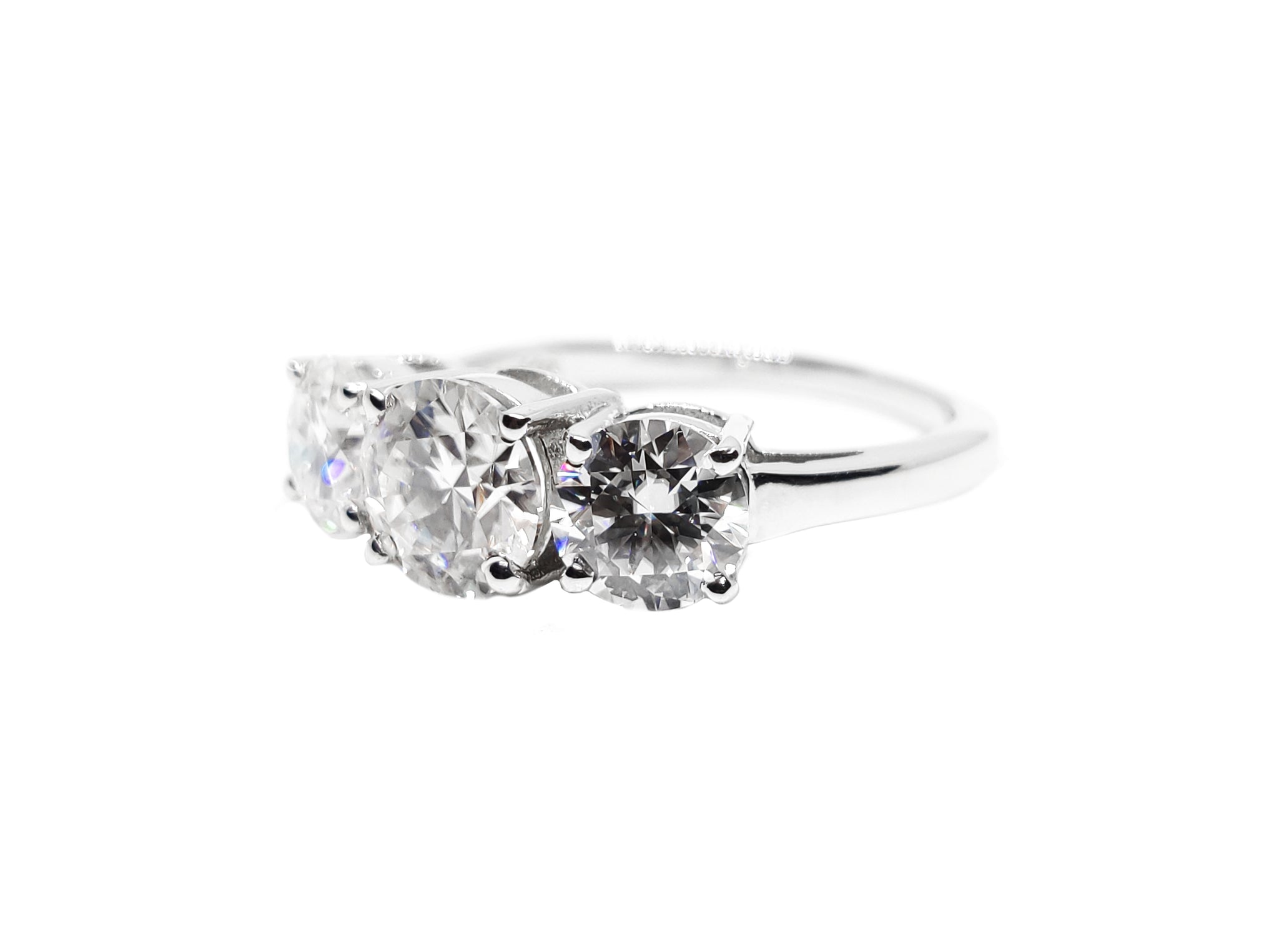 Moissanite Three Stone Engagement Ring 3 Ct Moissanite Engagement Ring 925 Silver Moissanite Diamond Engagement Ring Moissanite Ring Women