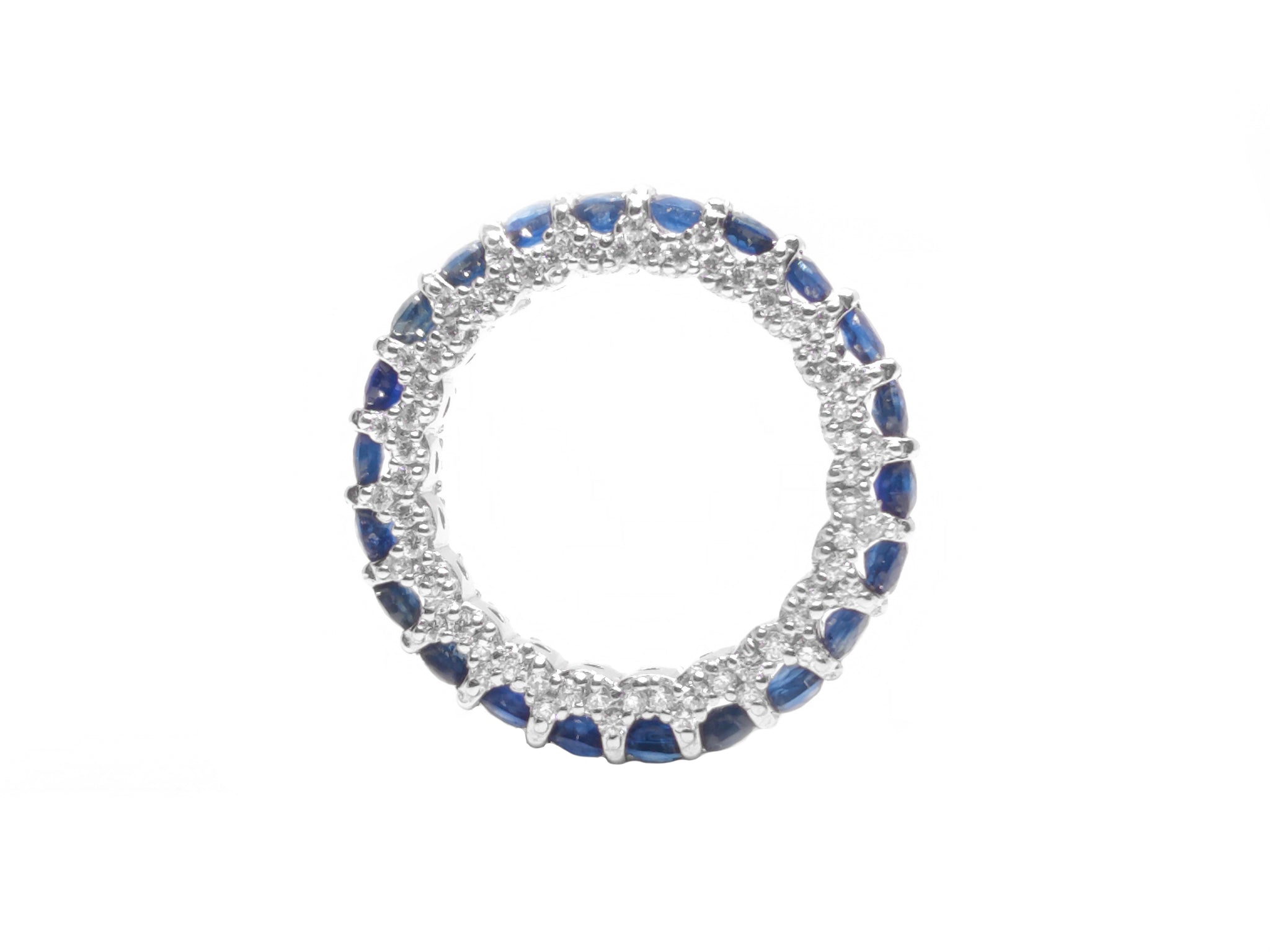 Blue Sapphire Eternity Engagement Ring Natural Blue Sapphire Moissanite Etetniry Wedding Band Iced Out Sapphire Moissanite Ring For Her