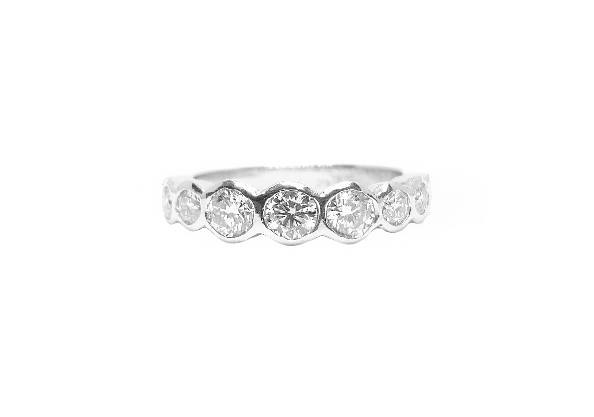 Silver Moissanite Engagement Band Bezel Moissanite Wedding Band Natural Moissanite Silver Semi Eternity Band April Birthstone Ring For Him