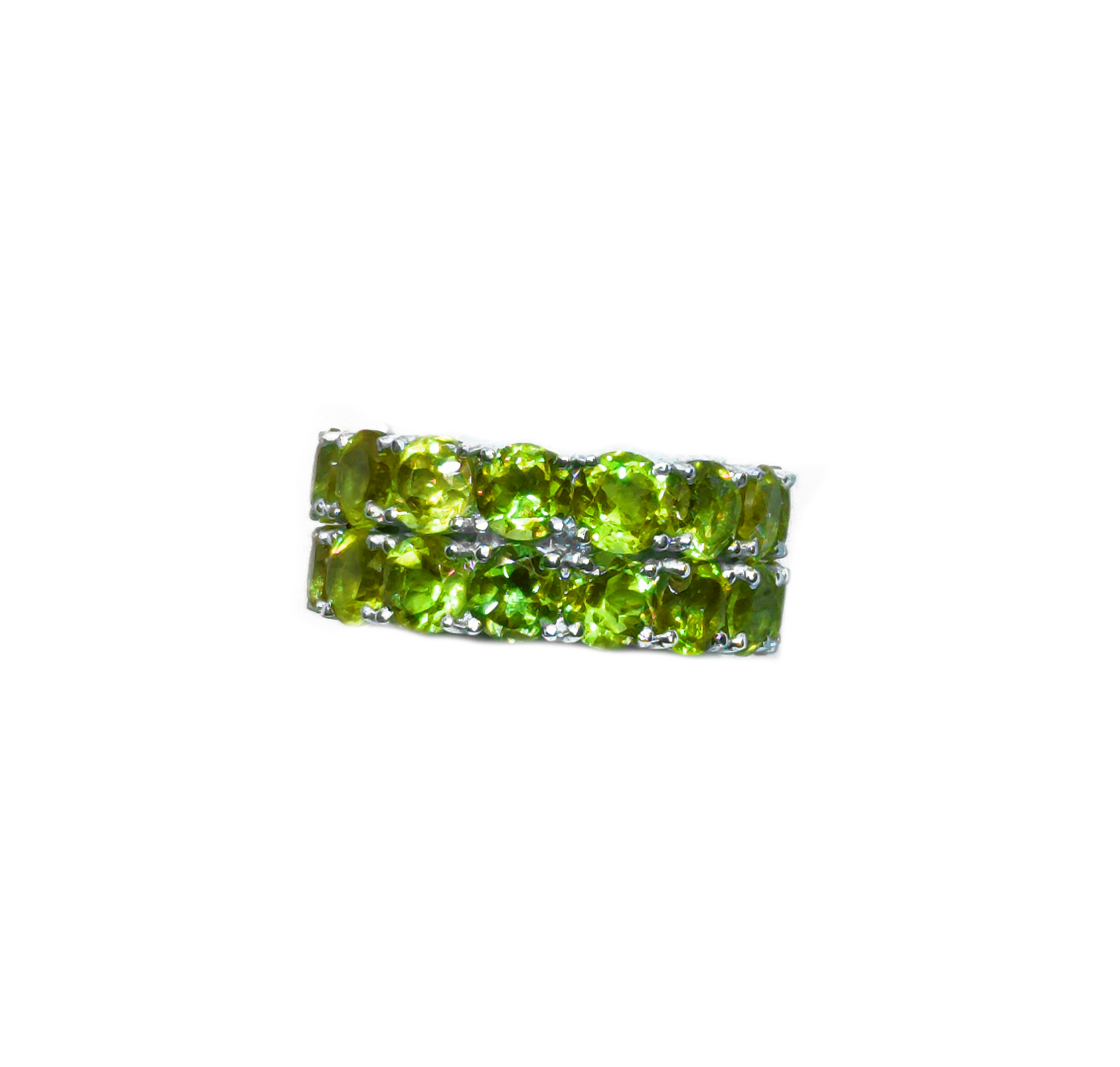 Silver Peridot Double Eternity Wedding Band Sterling Silver Peridot Big Eternity Ring Natural Peridot Eternity Engagement Band August Ring