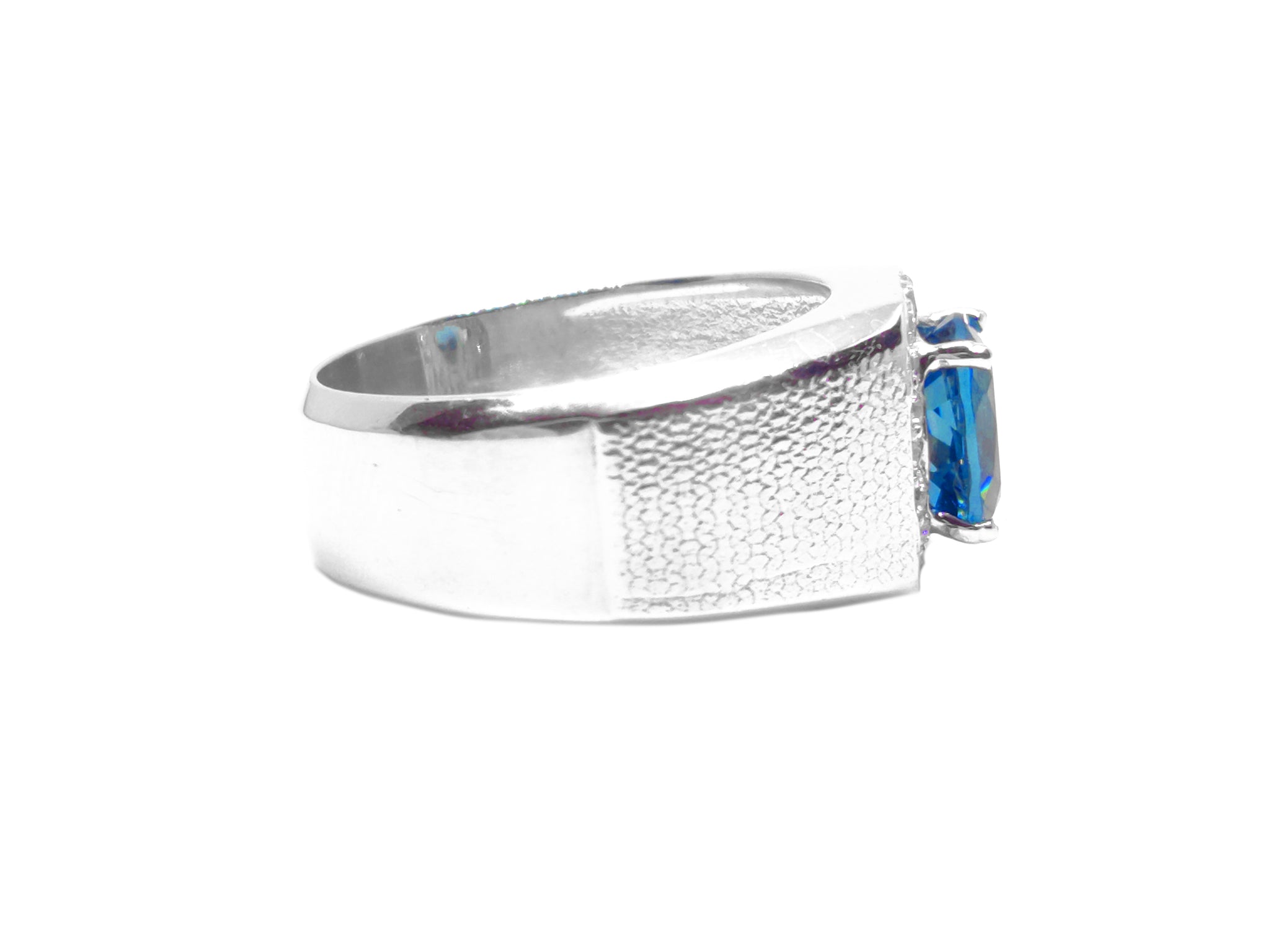Solid Silver London Blue Topaz Men Ring Silver Mens Blue Topaz Ring Heavy Silver Ring Natural London Blue Topaz Ring For Men November Ring