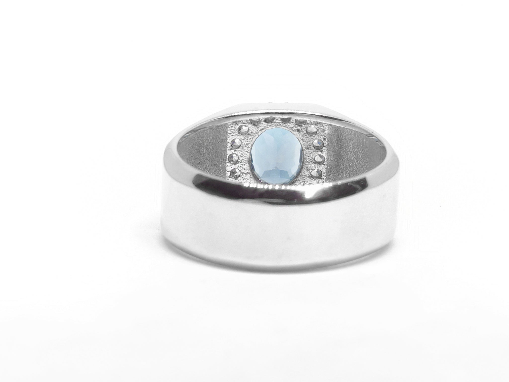 Solid Silver London Blue Topaz Men Ring Silver Mens Blue Topaz Ring Heavy Silver Ring Natural London Blue Topaz Ring For Men November Ring
