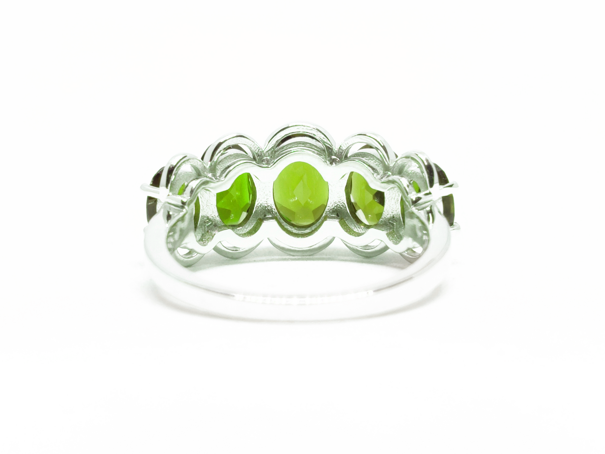 Natural Peridot Wedding Band 5 Stone Wedding Band Silver Peridot Engagement Ring August Birthstone Peridot Anniversary Ring For Her