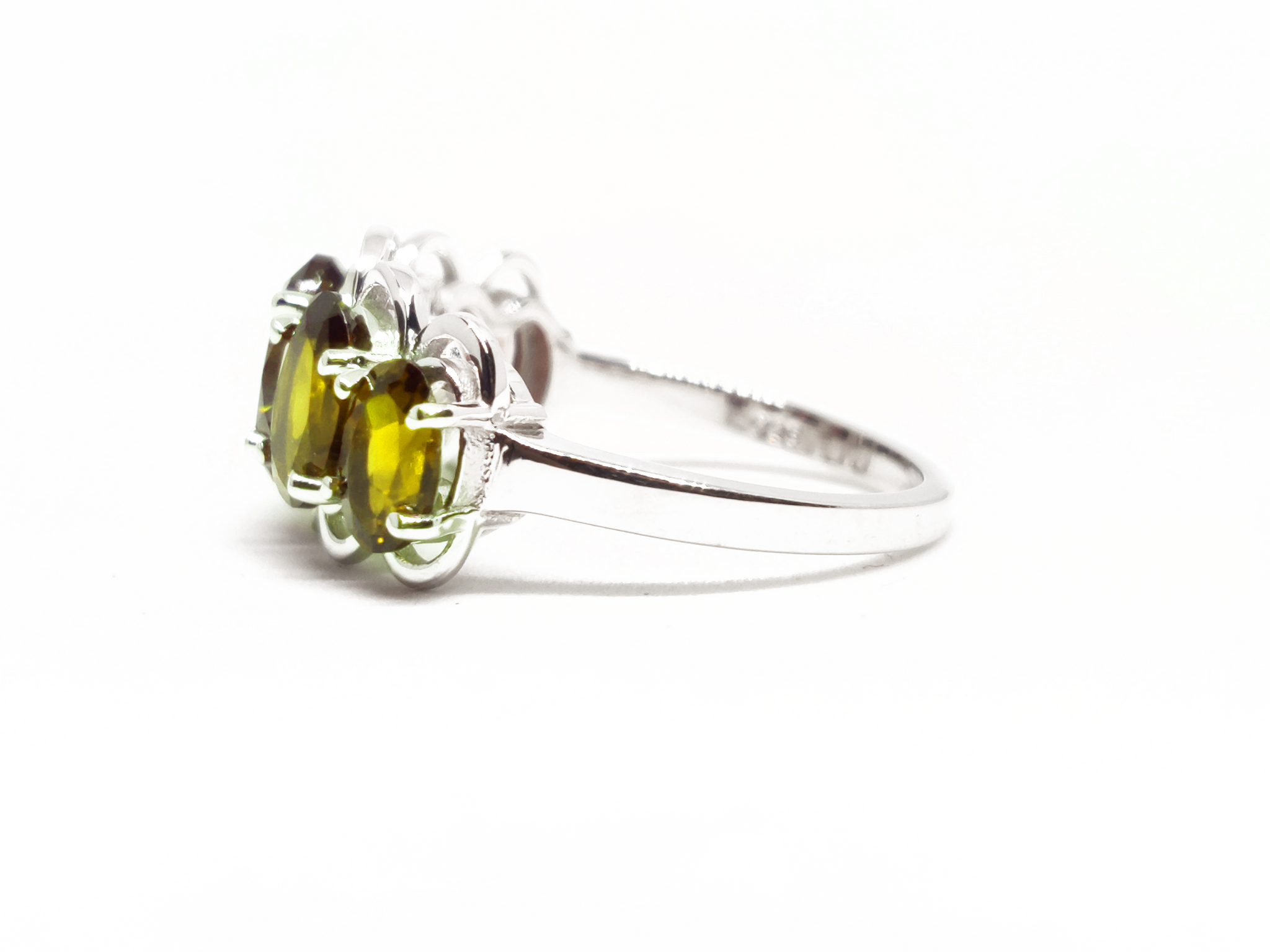 Natural Citrine Wedding Band 5 Stone Wedding Band Silver Citrine Engagement Ring November Birthstone Citrine Anniversary Ring For Her