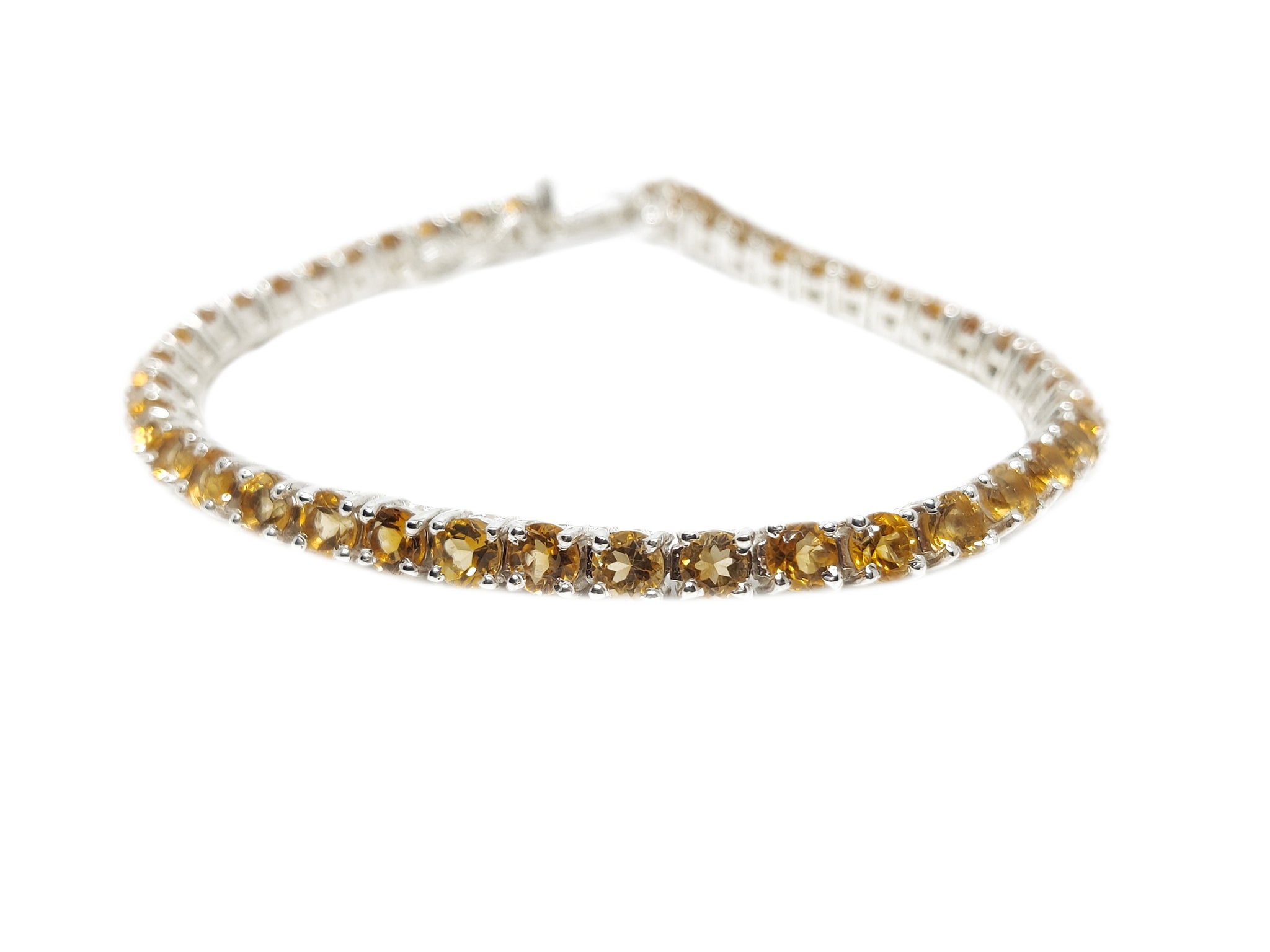 Silver Citrine Bracelet Tennis Citrine Bracelet 3-6 mm Round Citrine Tennis Bracelet November Birthstone Bracelet 925 Silver Citrine Jewelry
