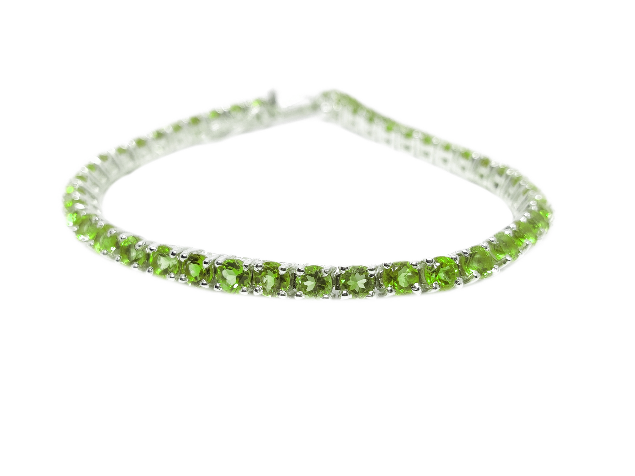 Silver Peridot Bracelet Tennis Peridot Bracelet 3-6 mm Round Peridot Tennis Bracelet August Birthstone Bracelet 925 Silver Peridot Jewelry
