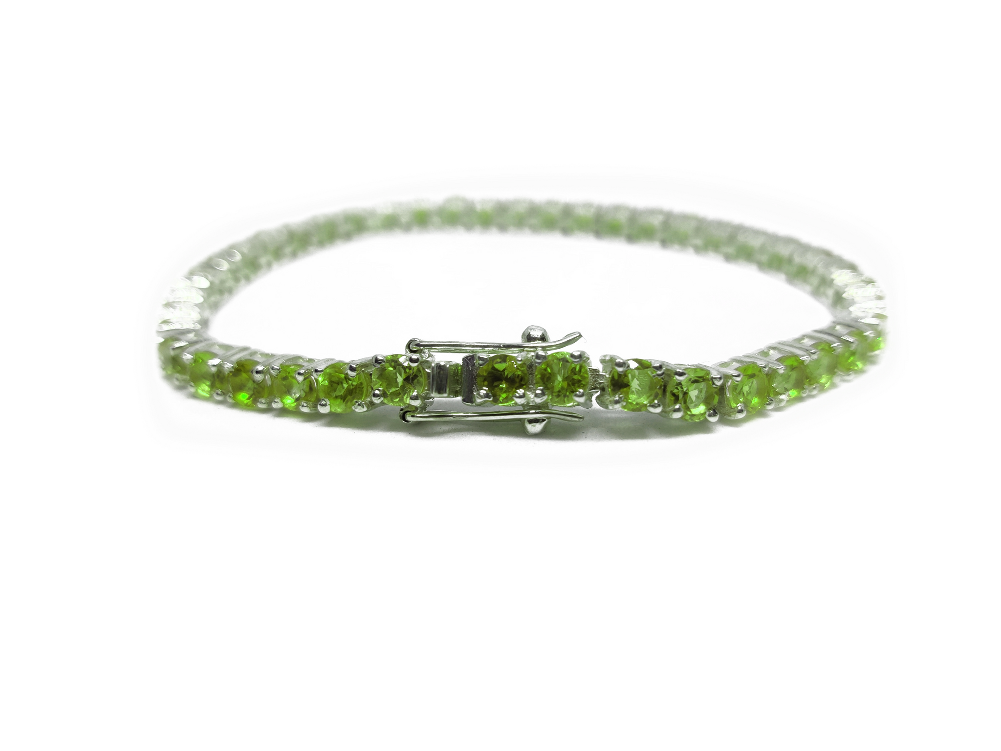Silver Peridot Bracelet Tennis Peridot Bracelet 3-6 mm Round Peridot Tennis Bracelet August Birthstone Bracelet 925 Silver Peridot Jewelry