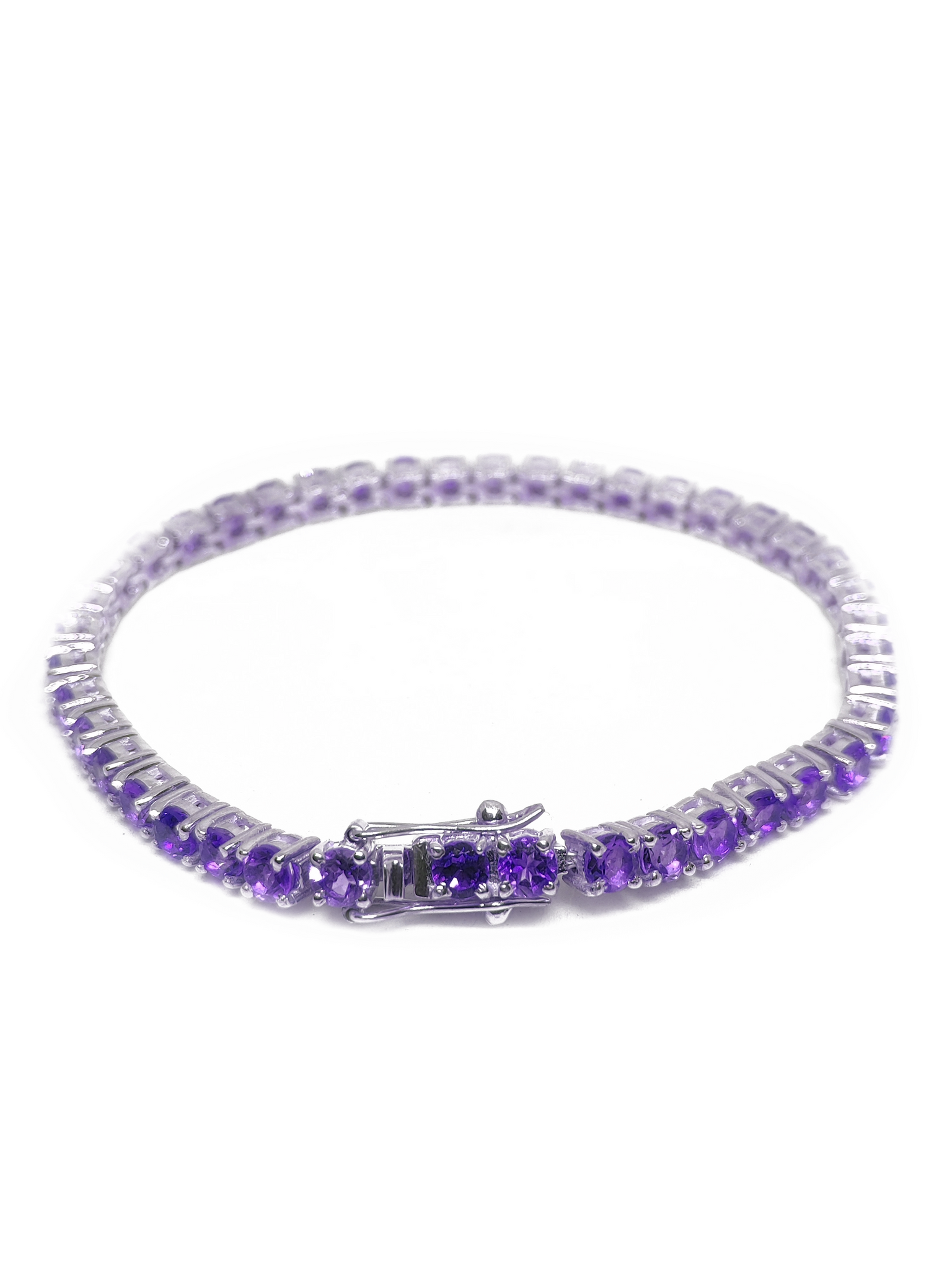 Silver Amethyst Bracelet Tennis Amethyst Bracelet 3 mm - 6 mm Round Amethyst Tennis Bracelet Februrary Birthstone Bracelet