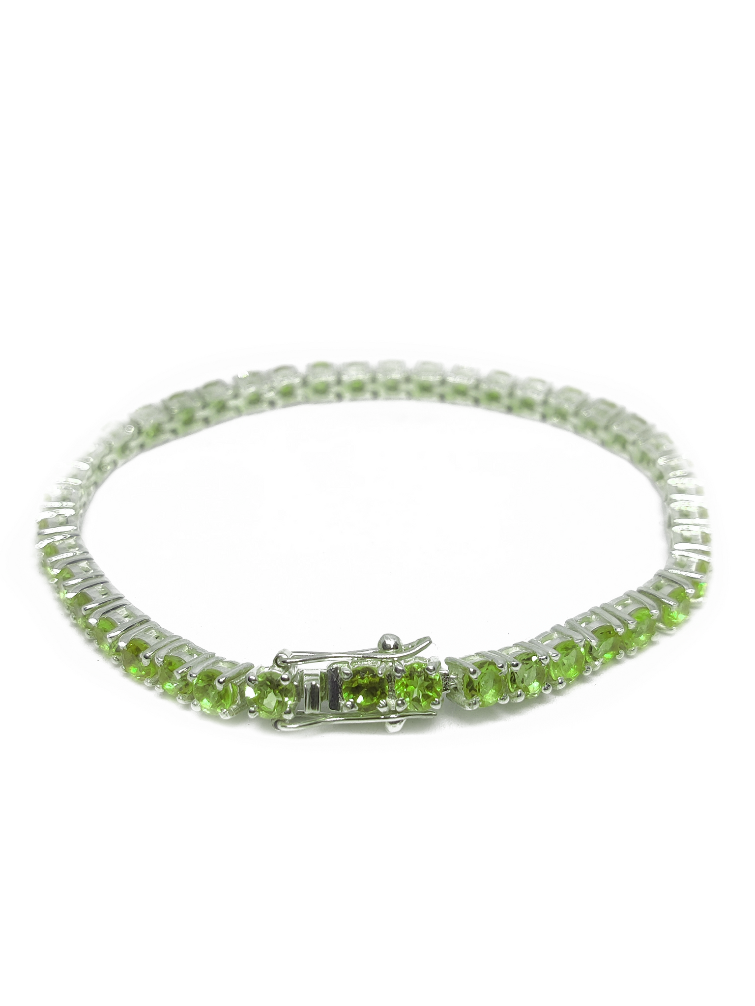 Silver Peridot Bracelet Tennis Peridot Bracelet 3-6 mm Round Peridot Tennis Bracelet August Birthstone Bracelet 925 Silver Peridot Jewelry