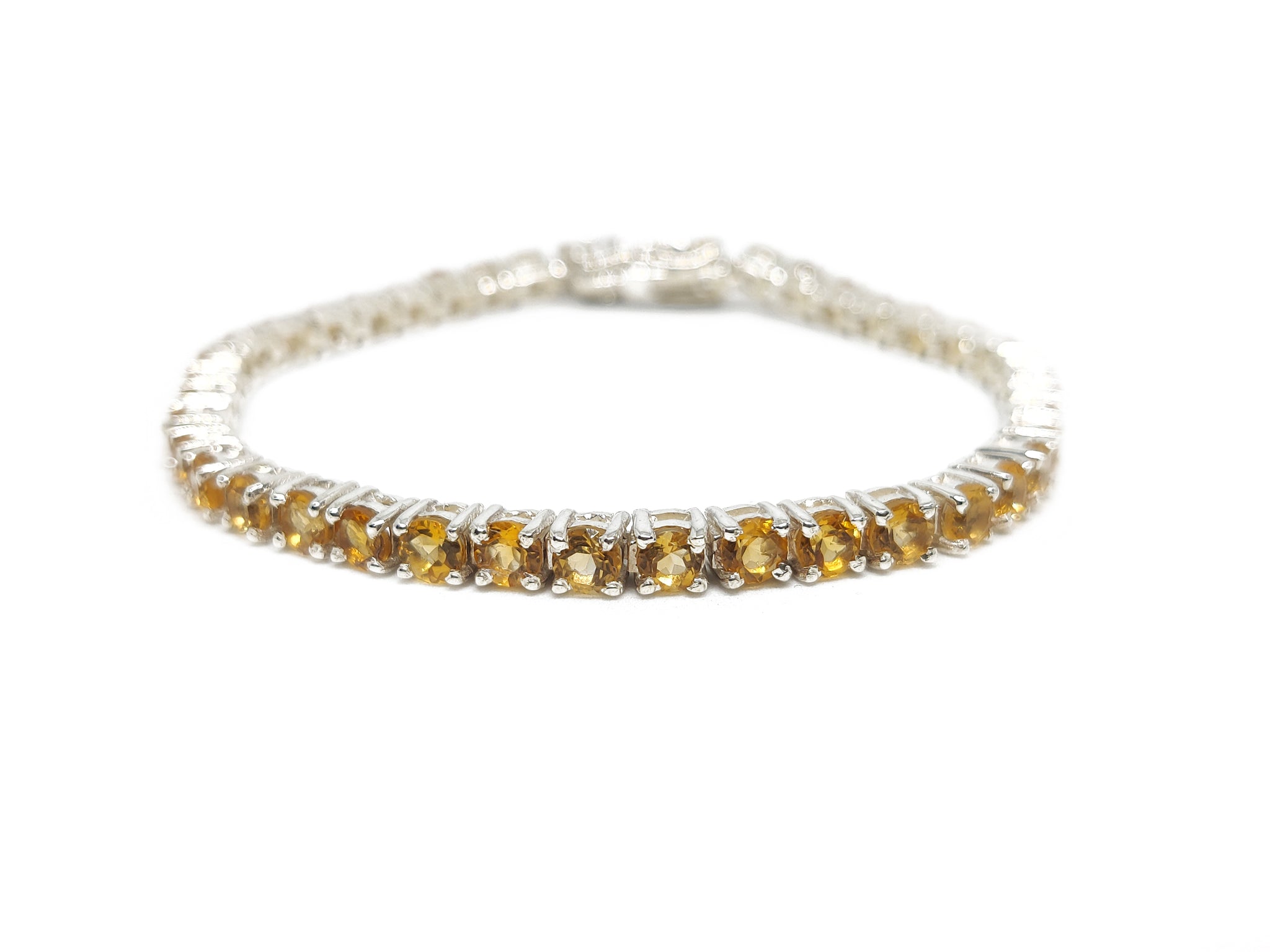 Silver Citrine Bracelet Tennis Citrine Bracelet 3-6 mm Round Citrine Tennis Bracelet November Birthstone Bracelet 925 Silver Citrine Jewelry