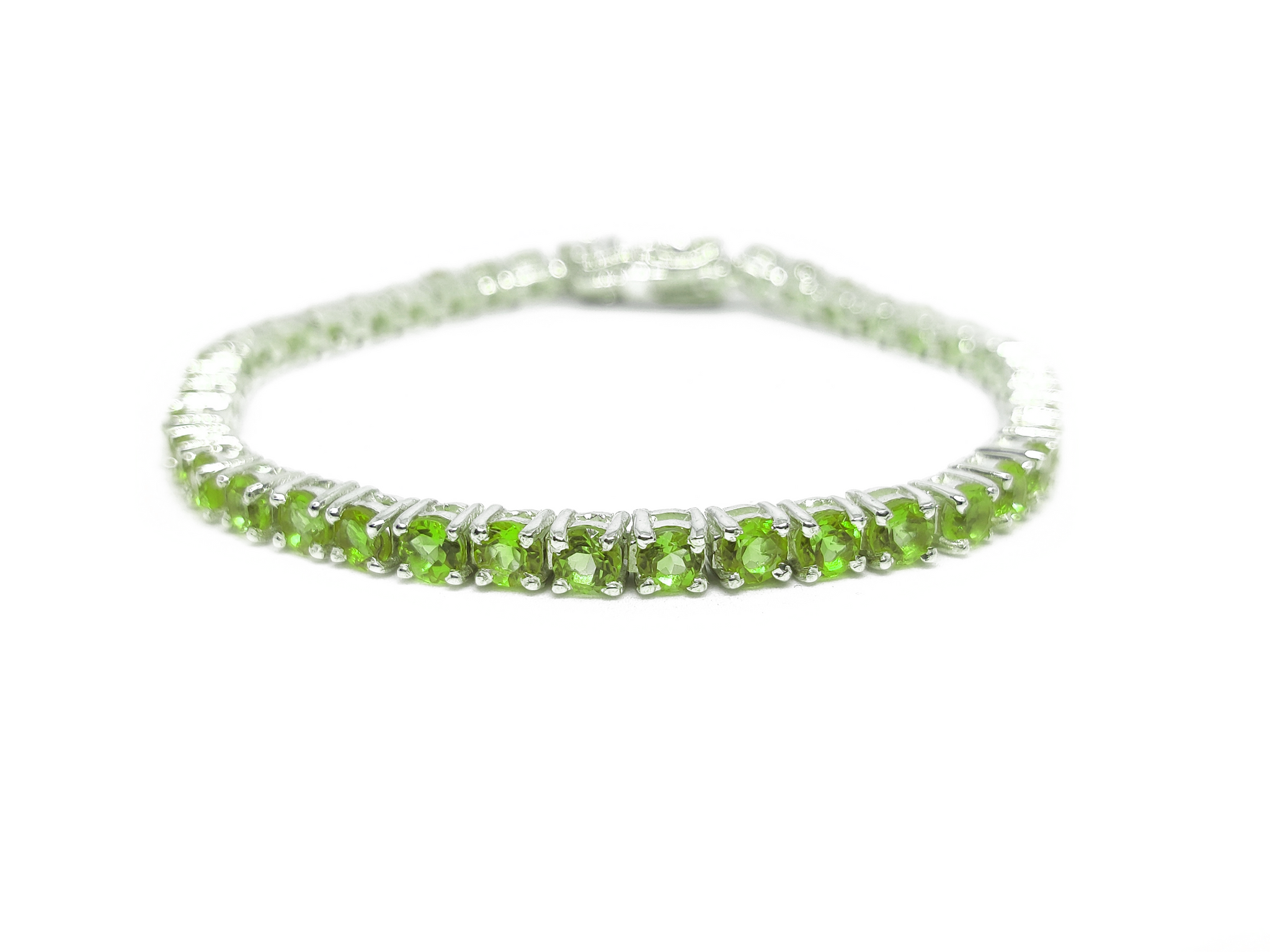Silver Peridot Bracelet Tennis Peridot Bracelet 3-6 mm Round Peridot Tennis Bracelet August Birthstone Bracelet 925 Silver Peridot Jewelry