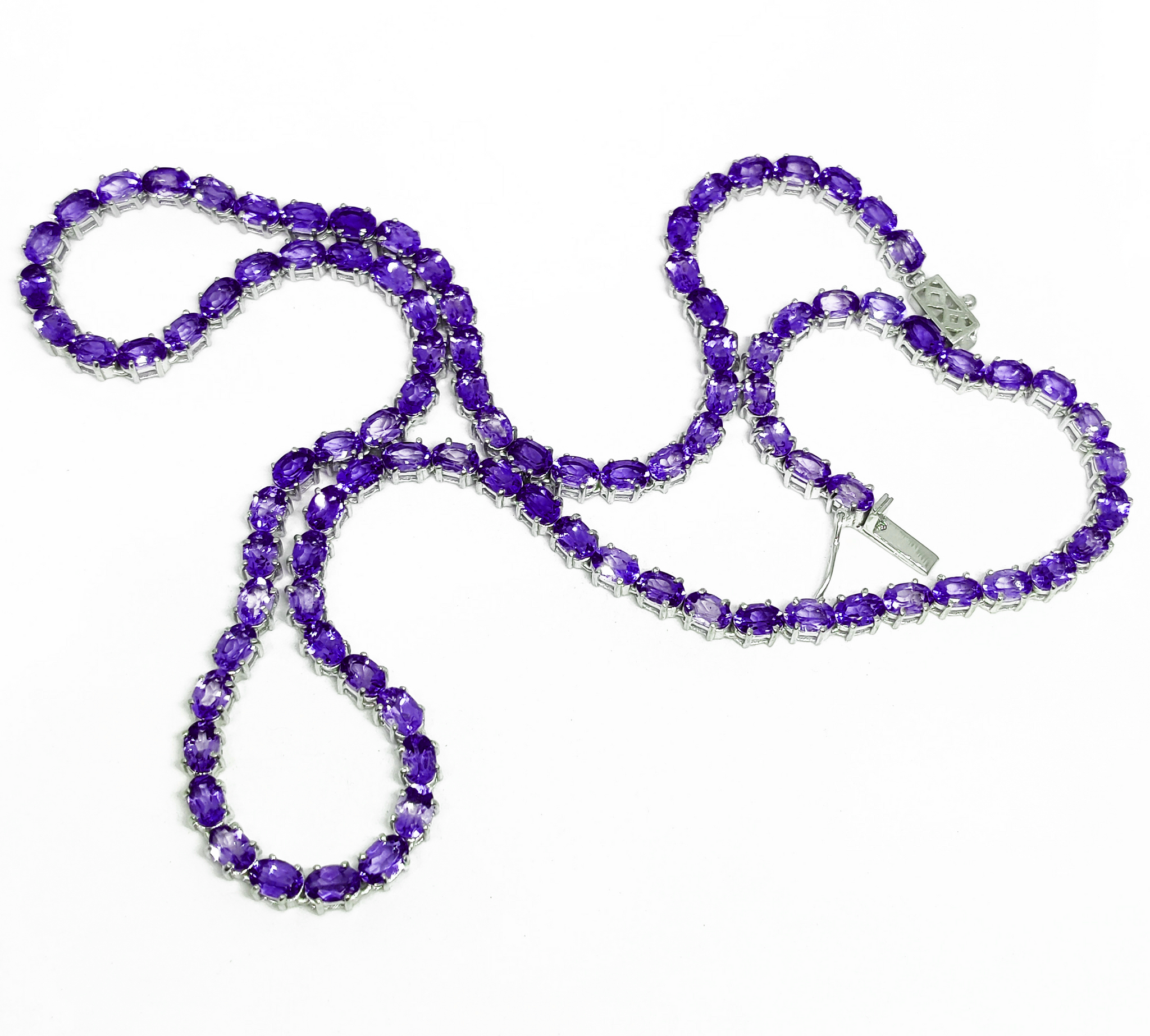 Amethyst Tennis Necklace Oval Amethyst Tennis Chain Natural Purple Amethyst Tennis Chain For Her February Birthstone Necklace Sterling Silver