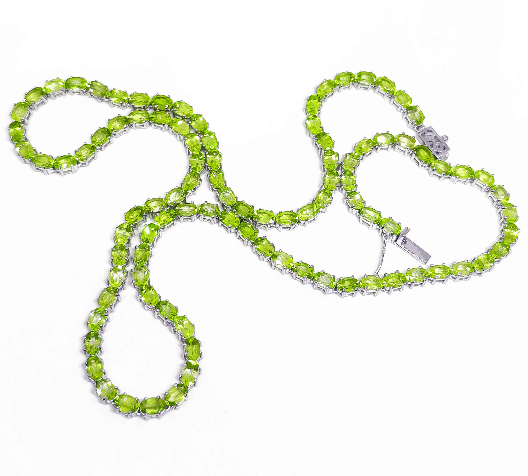 Peridot Tennis Necklace Oval Peridot Tennis Chain Natural Green Peridot Tennis Chain For Her August Birthstone Necklace 925 Sterling Silver
