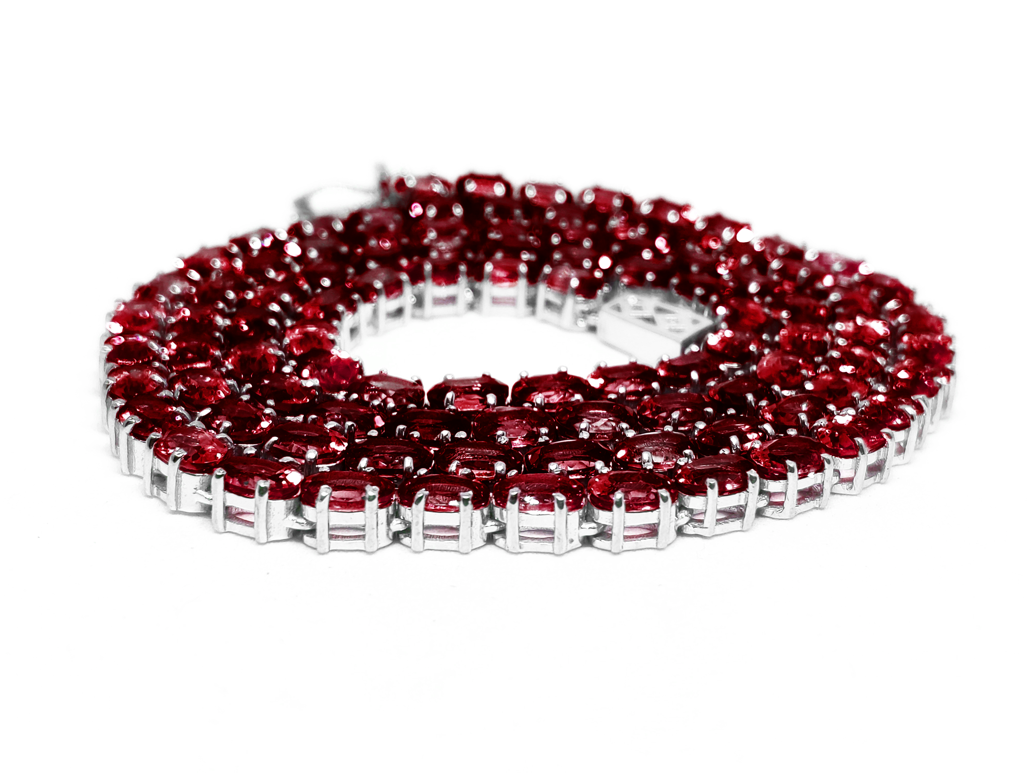 Garnet Tennis Necklace Oval Garnet Tennis Chain Natural Red Garnet Tennis Chain For Her January Birthstone Necklace 925 Sterling Silver
