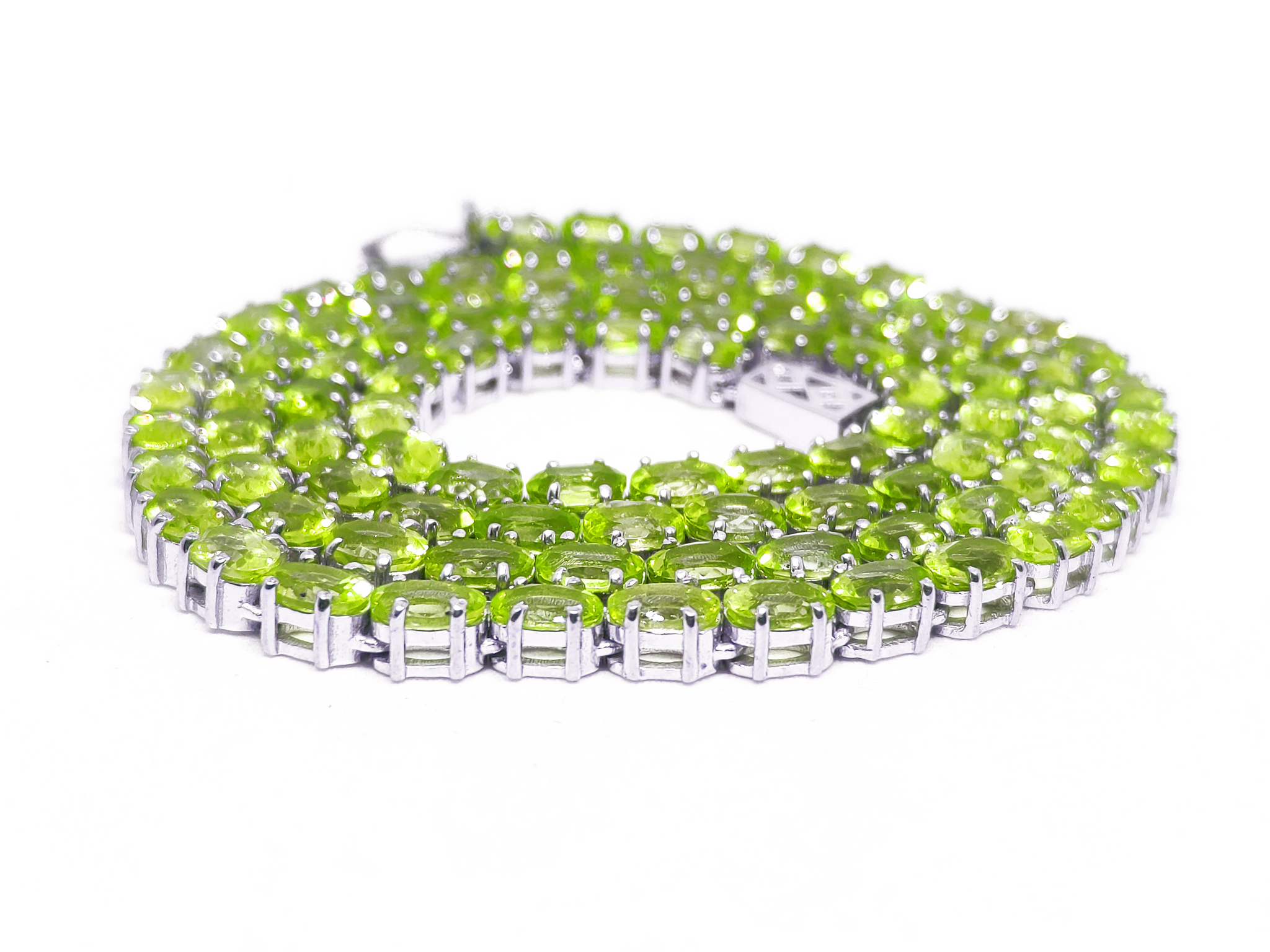 Peridot Tennis Necklace Oval Peridot Tennis Chain Natural Green Peridot Tennis Chain For Her August Birthstone Necklace 925 Sterling Silver