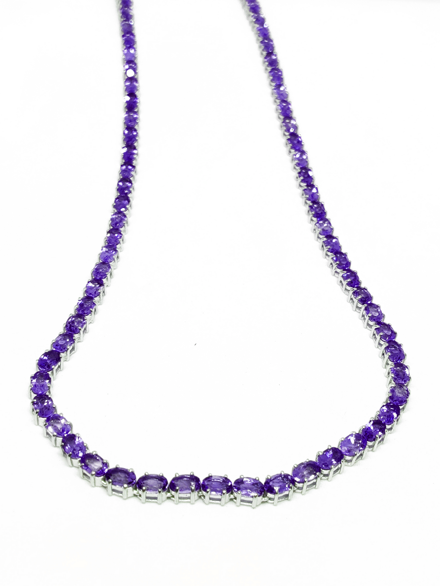 Amethyst Tennis Necklace Oval Amethyst Tennis Chain Natural Purple Amethyst Tennis Chain For Her February Birthstone Necklace Sterling Silver