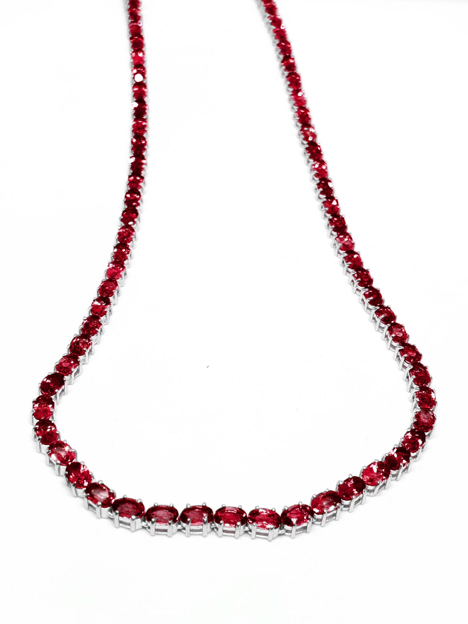 Garnet Tennis Necklace Oval Garnet Tennis Chain Natural Red Garnet Tennis Chain For Her January Birthstone Necklace 925 Sterling Silver