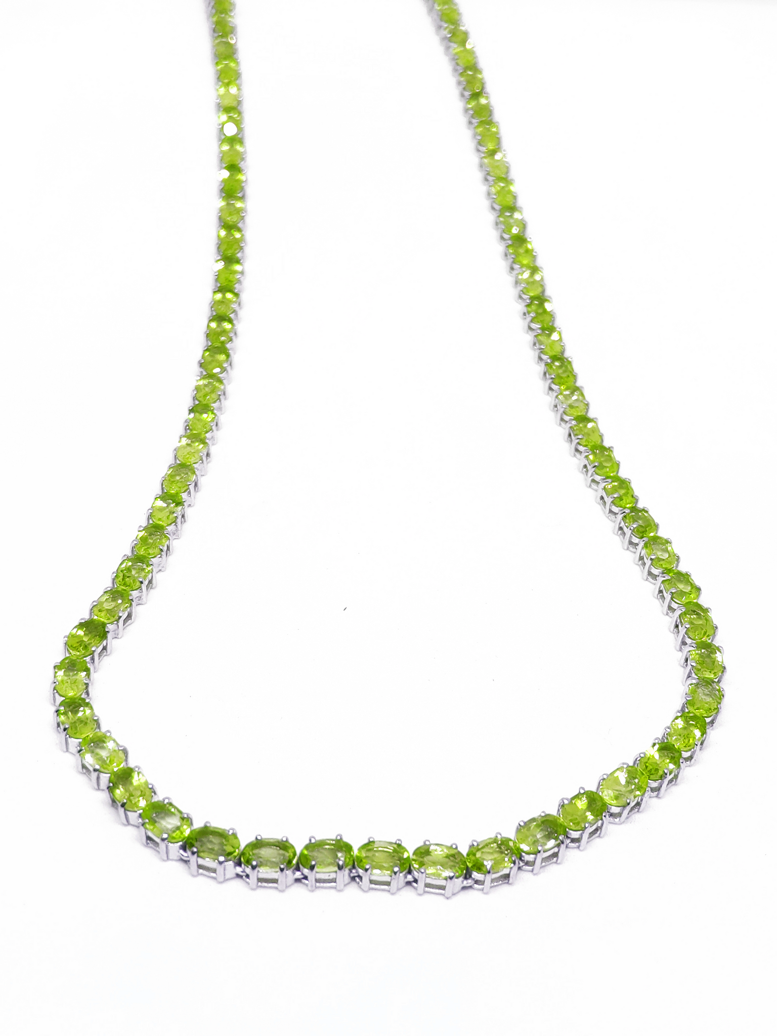 Peridot Tennis Necklace Oval Peridot Tennis Chain Natural Green Peridot Tennis Chain For Her August Birthstone Necklace 925 Sterling Silver