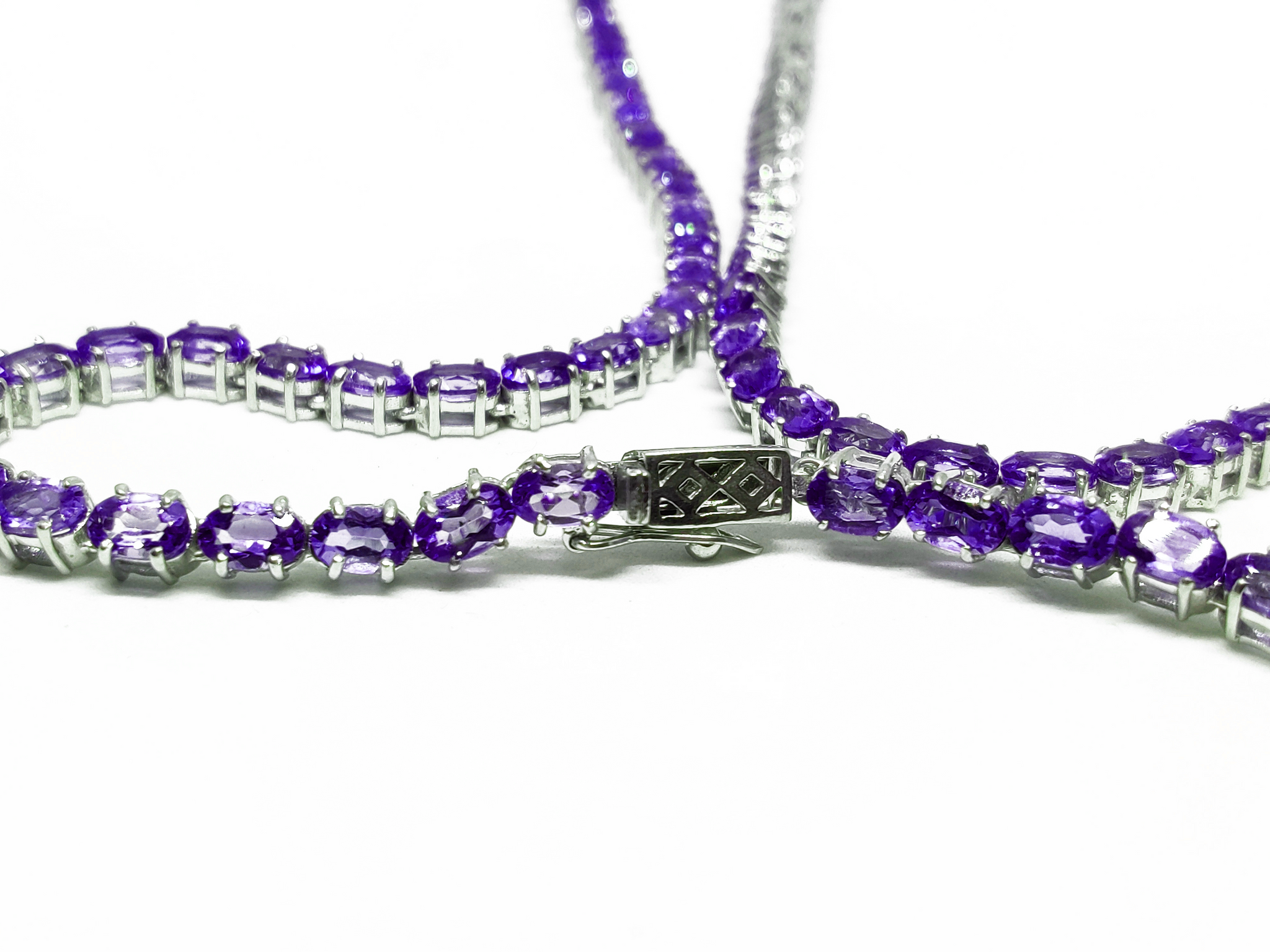 Amethyst Tennis Necklace Oval Amethyst Tennis Chain Natural Purple Amethyst Tennis Chain For Her February Birthstone Necklace Sterling Silver