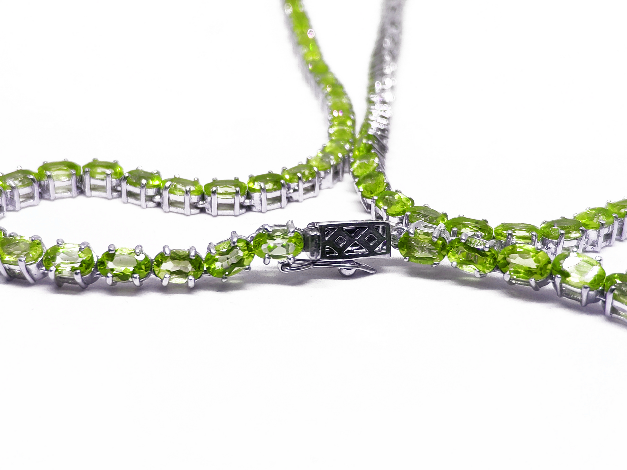 Peridot Tennis Necklace Oval Peridot Tennis Chain Natural Green Peridot Tennis Chain For Her August Birthstone Necklace 925 Sterling Silver