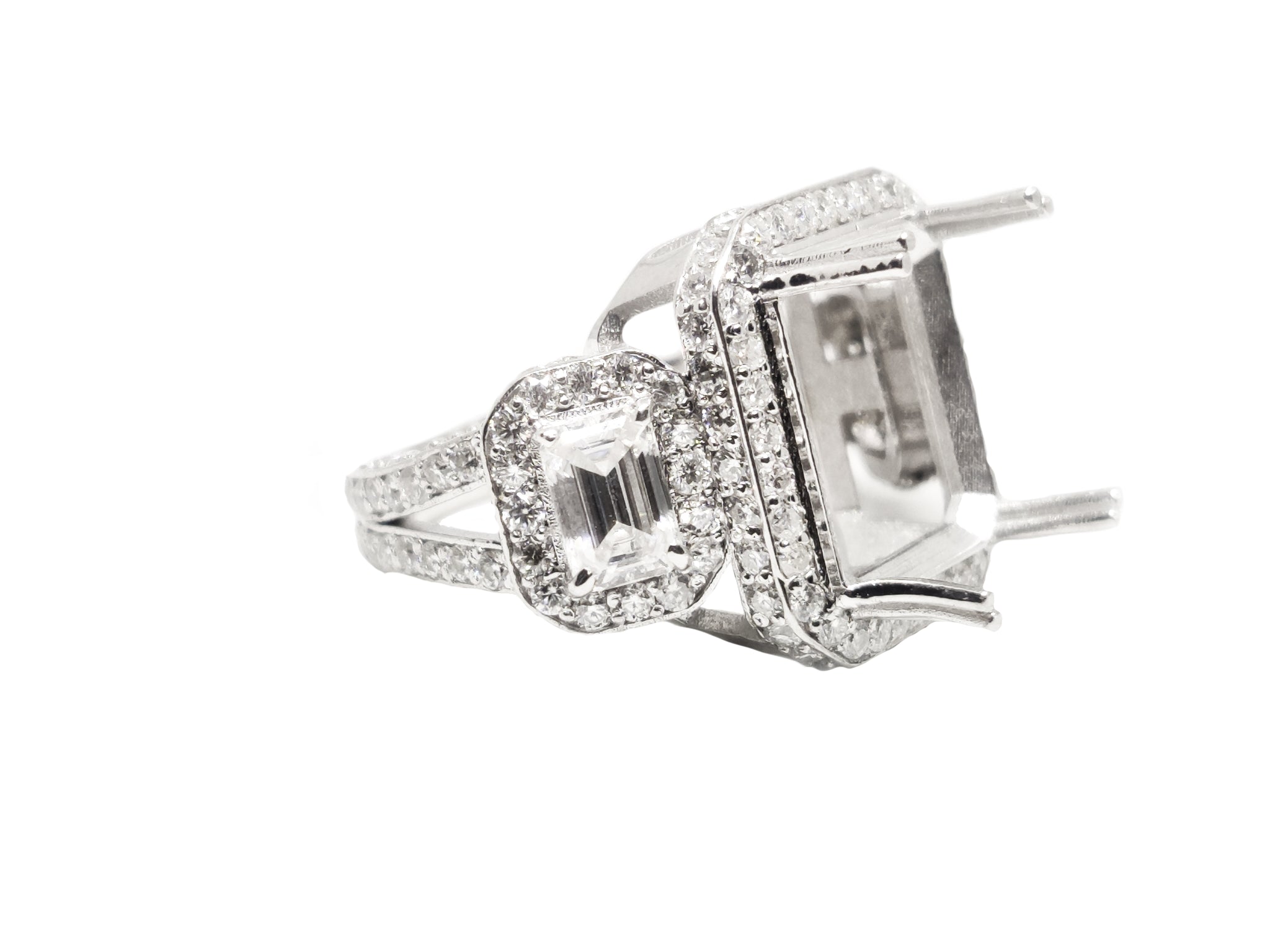 Silver Engagement Ring Blanks 10x14 mm Octagon Ring Wedding Blanks Men Wedding Ring Blanks Three Stone Semi Mount Engagement Ring Blanks