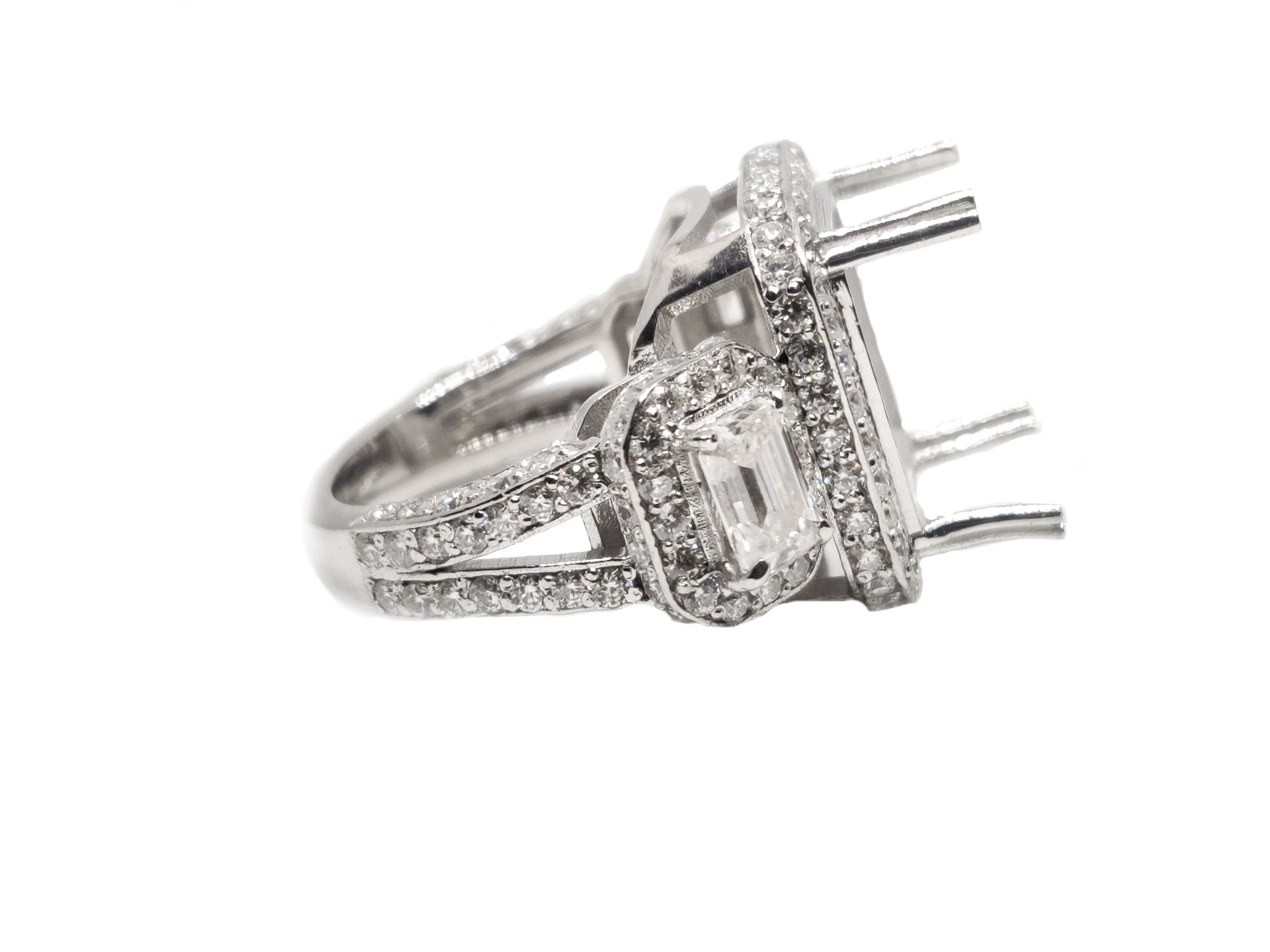 Silver Engagement Ring Blanks 10x14 mm Octagon Ring Wedding Blanks Men Wedding Ring Blanks Three Stone Semi Mount Engagement Ring Blanks